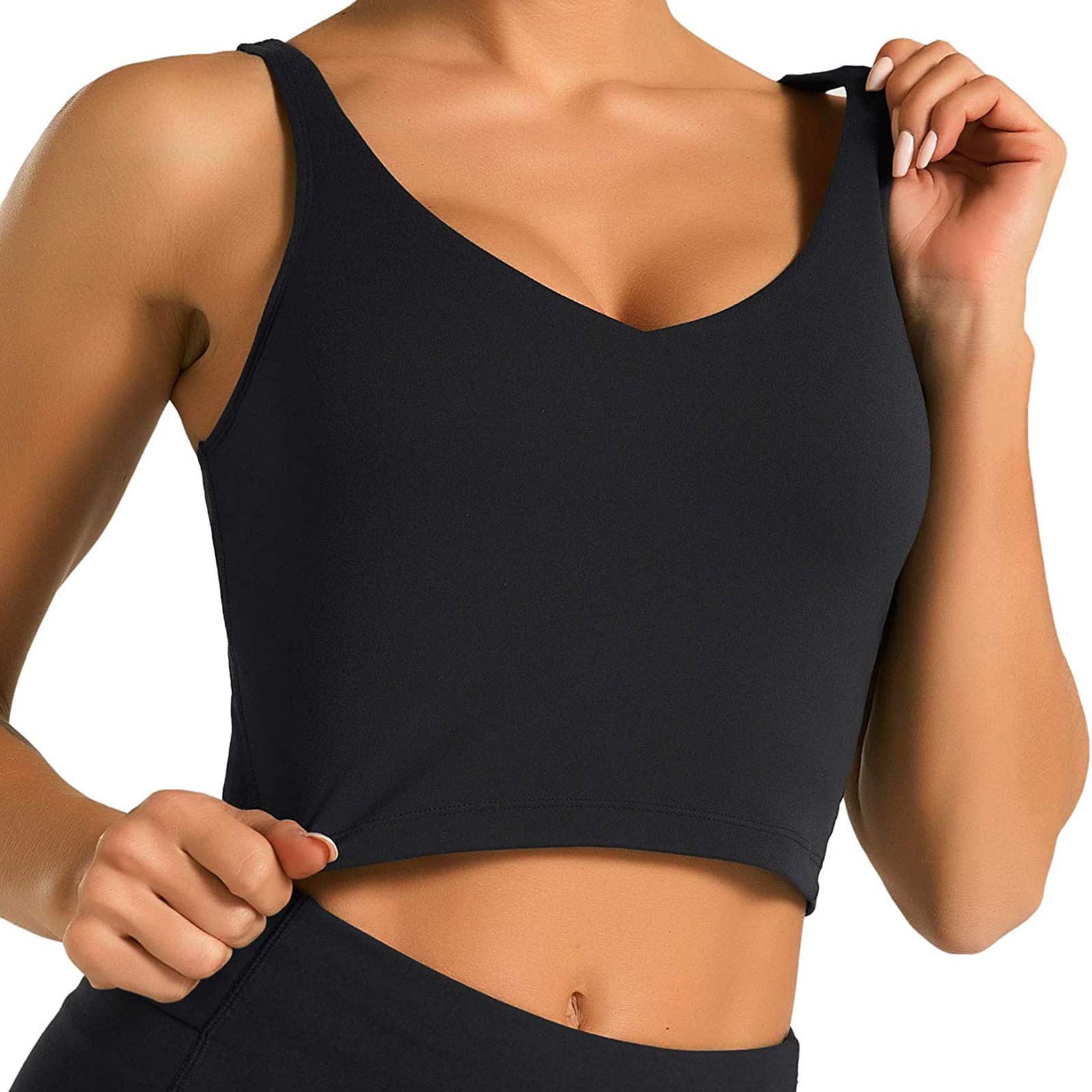 Women's Longline Sports Bras - Padded Wirefree Yoga Bras for Running, Gym & Workout - Comfortable Camisole Crop Top with Built-in Support - Perfect for Yoga, HIIT & Active Lifestyles