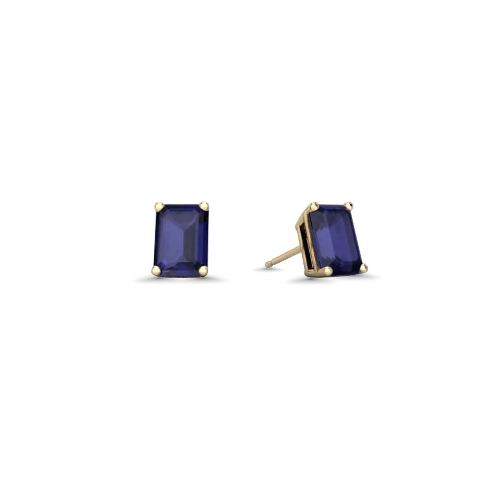 Blue Sapphire Stud Earrings 2.00ct Rectangular Cut 14K Gold for Women - Perfect for Weddings, Parties & Special Occasions
