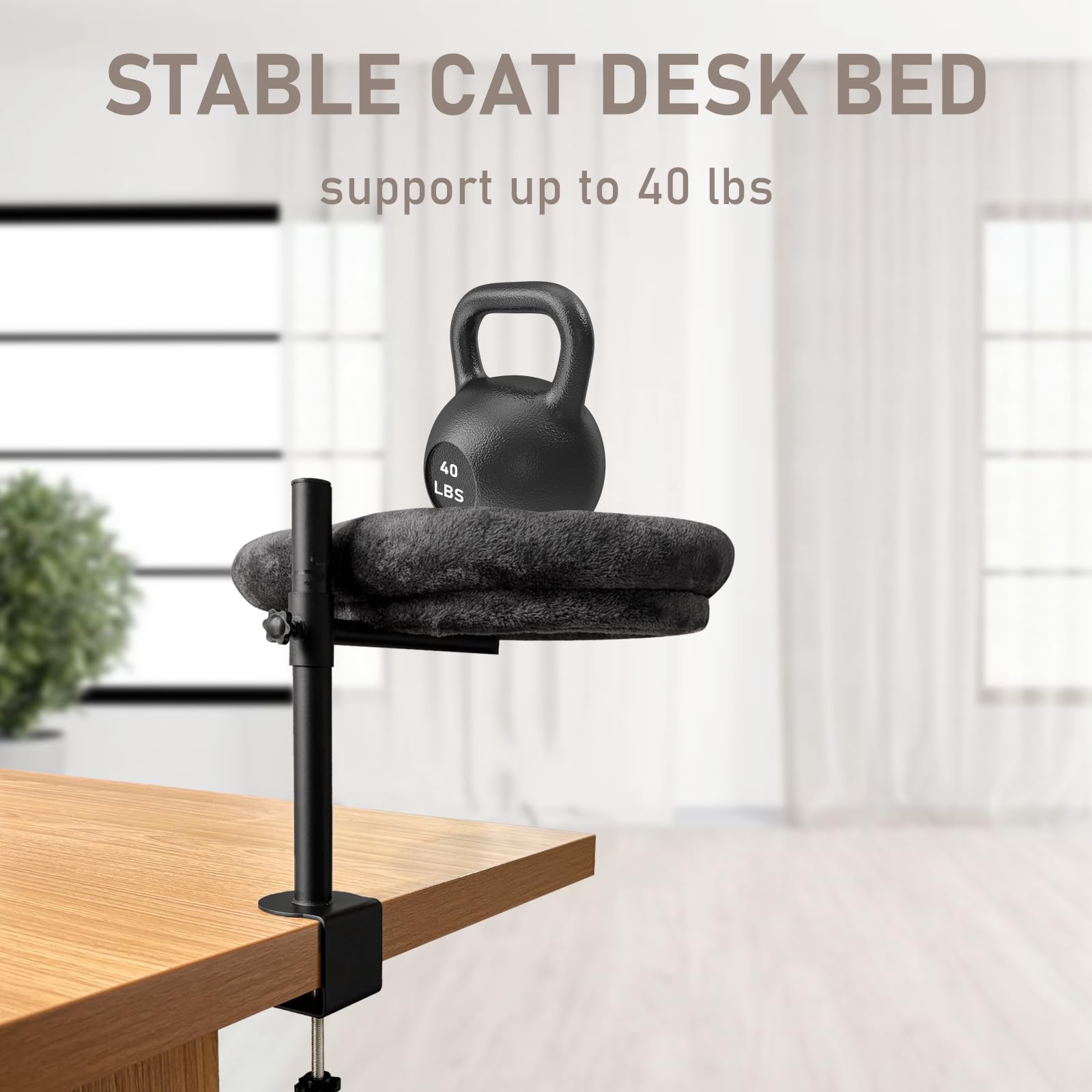 360° Rotating Adjustable Height Cat Bed for Desk - Cozy Pet Nest with Mat for Indoor Cats Under 25 lbs - Perfect for Office, Study & Home Workspace Comfort