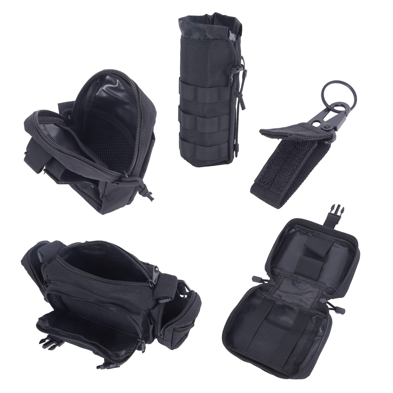 Tactical Car Seat Back Organizer Bag - Universal Molle Vehicle Organizer Panel with 4 Detachable Pouches for Ford, Jeep, Truck & SUV - Durable Car Storage for Road Trips, Camping & Outdoor Adventures (Black)