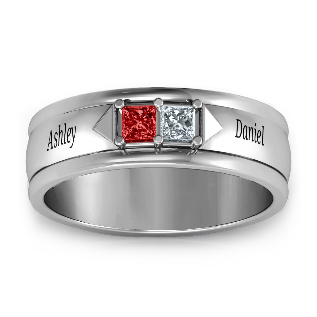 JEWLR Sterling Silver Men's Timeless Romance Ring - Elegant Wedding Band for Men, Anniversary Gift, Promise Ring - Perfect for Proposals, Engagements & Special Occasions