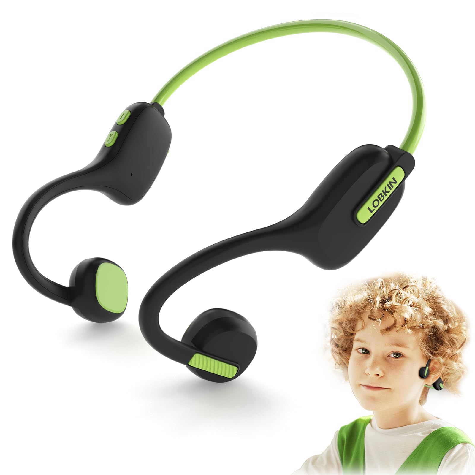 LOBKIN Open Ear Bluetooth 5.3 Kids Headphones - Wireless Air Conduction Lightweight Earbuds with Microphone, IPX5 Waterproof for Boys & Girls - Perfect for School, Home, Outdoor Activities & Travel Gifts