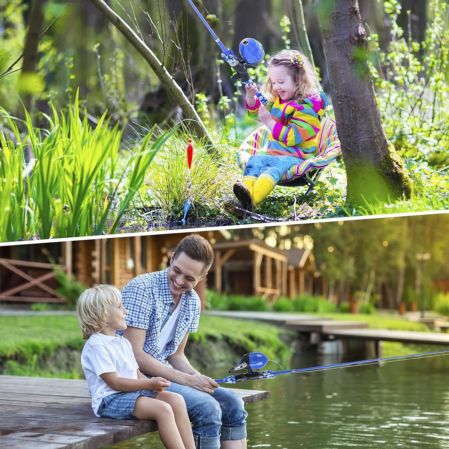 **Milerong Kids Fishing Rod and Reel Combo Kit - Telescopic Portable Fishing Pole for Boys, Girls & Youth with Spincast Reel, Tackles, Lures & Lines - Perfect for Outdoor, Camping & Family Fishing Trips**