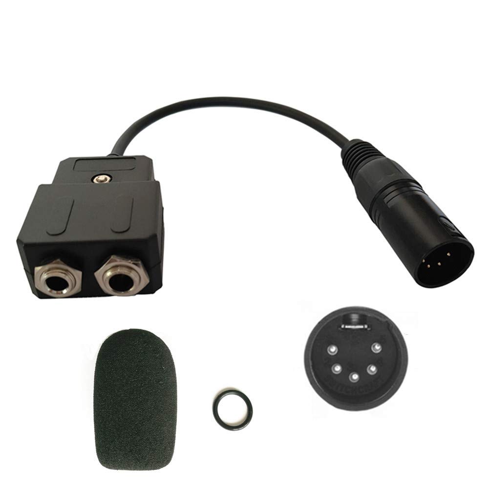 UFQ GA-AB Aviation Headset Adapter - Dual GA Plugs to Airbus XLR 5-Pin Male Connector for Professional Pilots | Includes High-Density Sponge & O-Ring | Perfect for Airbus Cockpit Communication & Flight Training