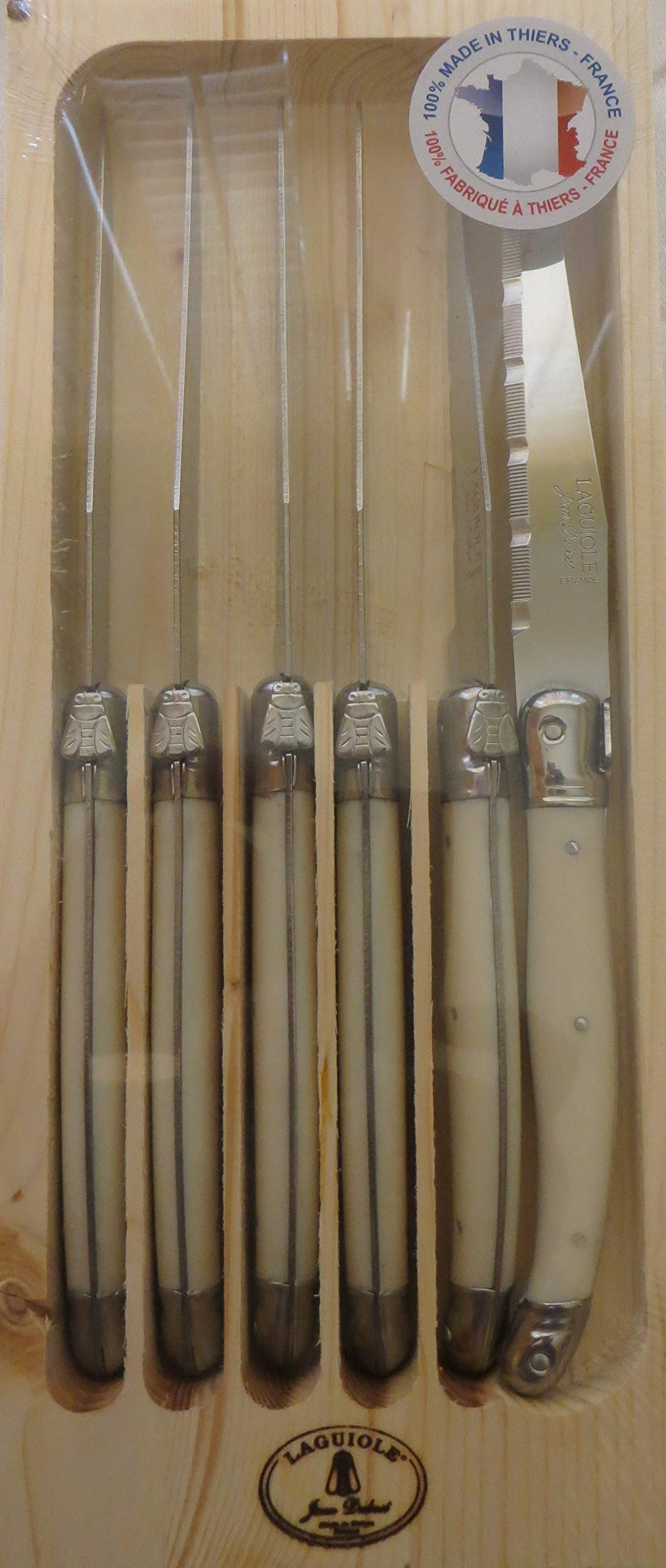 Premium Laguiole 6-Piece Steak Knife Set - Handcrafted in Thiers, France - Perfect for Fine Dining, BBQ, and Gourmet Steak Cutting
