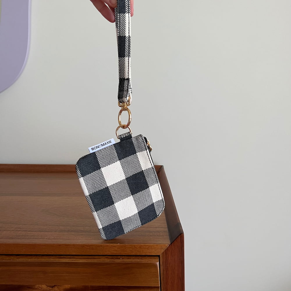 Bag Buddies Organizer Pouch Set - Black Gingham Pattern | Compact Storage for Cosmetics, Stationery & Travel Essentials | Perfect for Handbags, Backpacks & Office Use