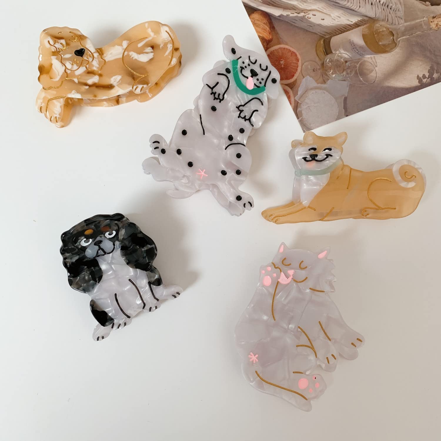 Cute Corgi Dog Hair Clips for Women & Girls - Small Acetate Claw Clips for Fine Hair - Perfect for School, Work, Parties & Everyday Styling