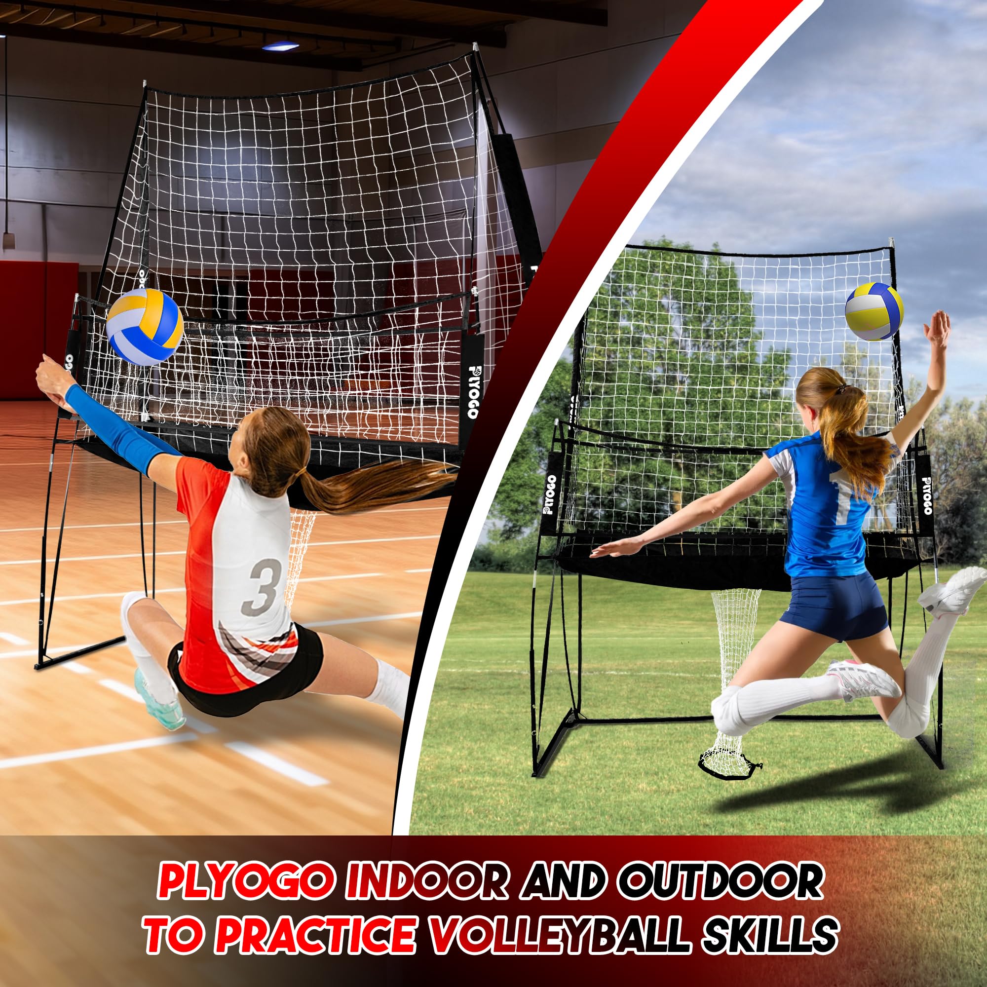 Adjustable Volleyball Training Net Station - Portable Practice Equipment for Hitting & Serving Drills | Foldable One-Piece Base with Wheels & Carry Bag | Perfect for Backyard, Beach & Gym Volleyball Practice