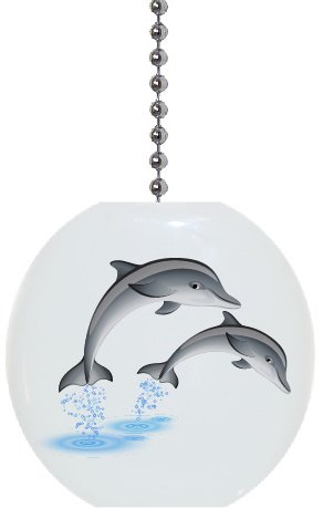 Dolphin Jumping Ceramic Fan Pull - Handmade Solid Ceramic Ceiling Fan Pull Chain - Perfect for Home, Bedroom, and Living Room Decor
