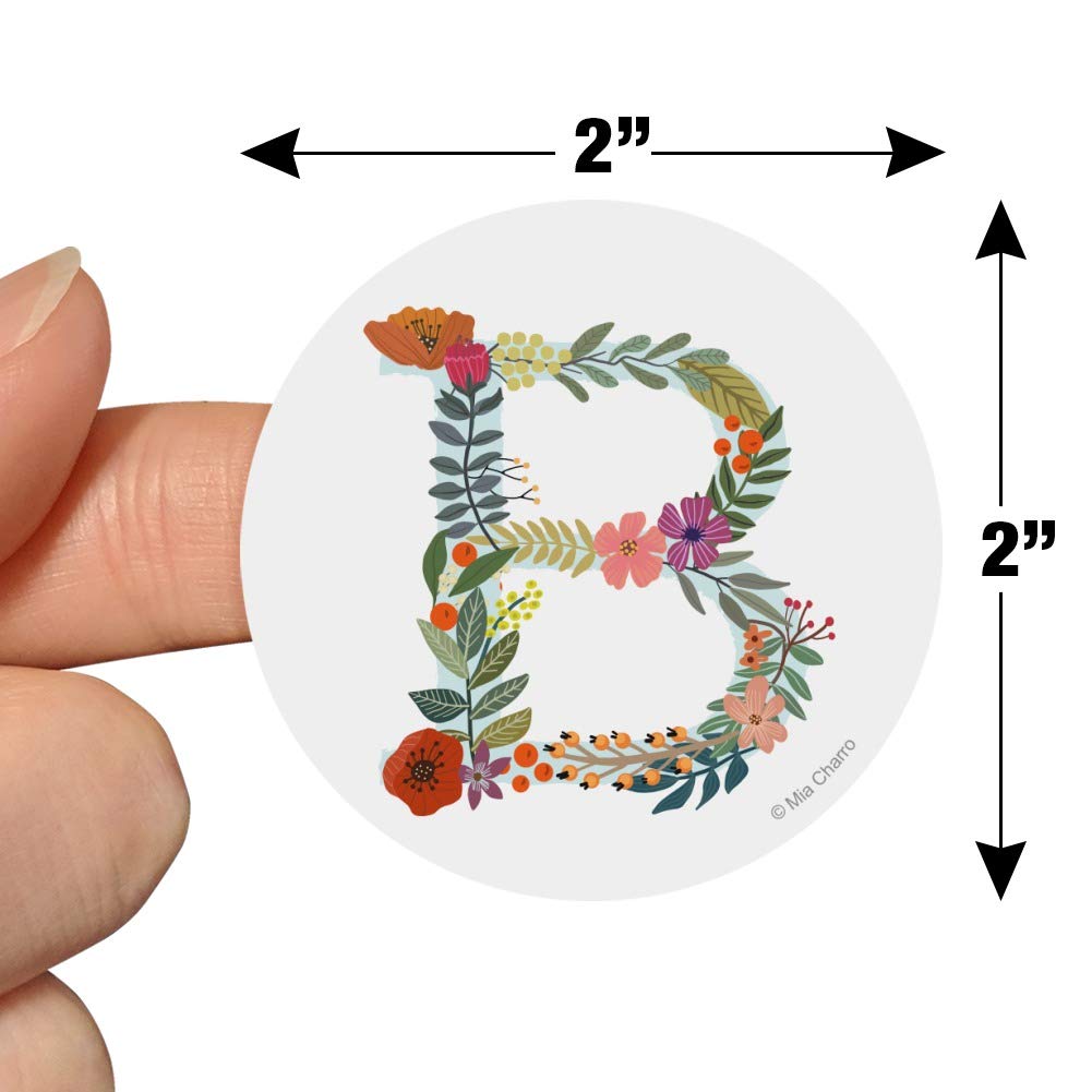 Floral Monogram Letter B Stickers for Planners, Calendars, Scrapbooking & DIY Crafts - Perfect for Bullet Journals, Scrapbook Pages, and Handmade Greeting Cards