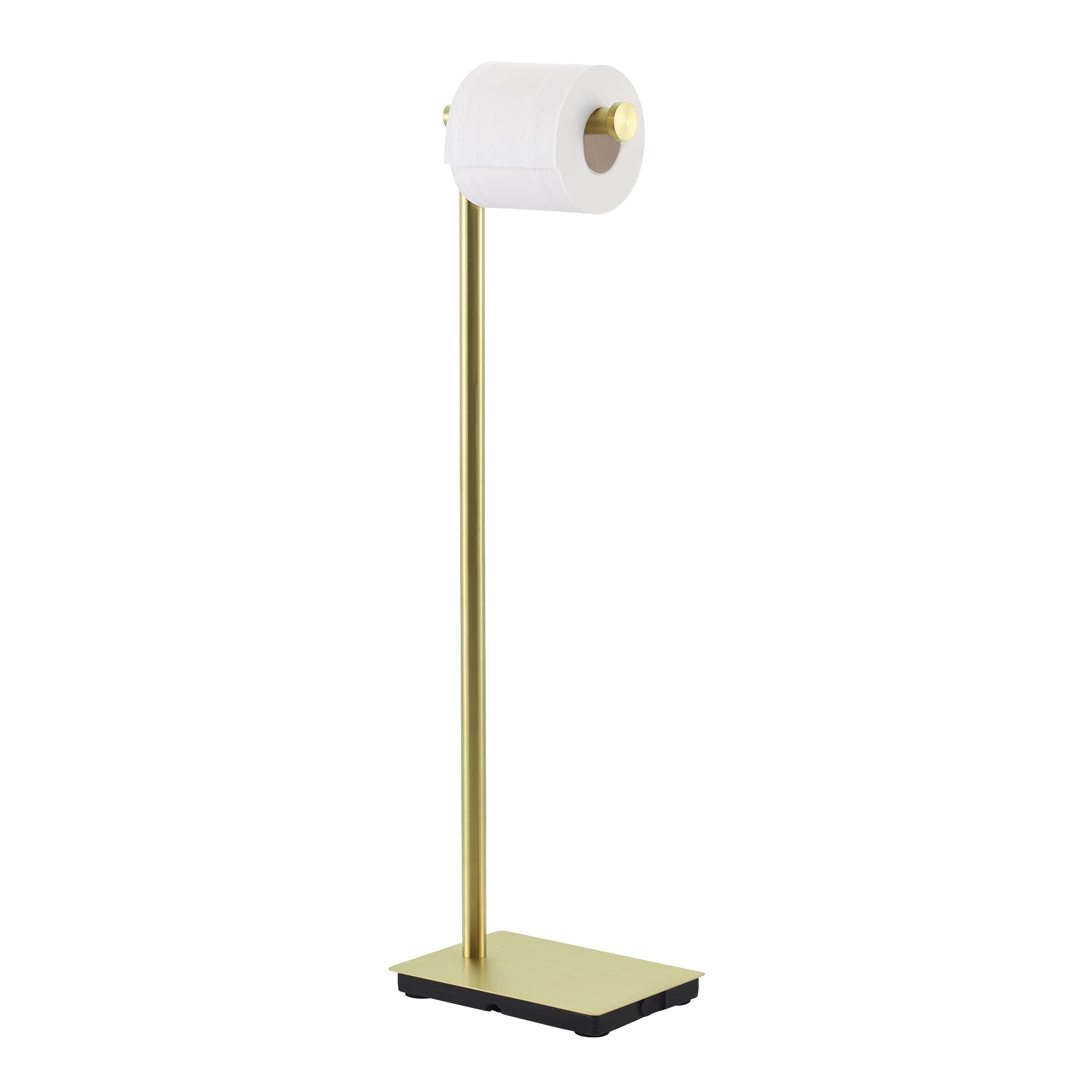 KES 26.2 Inch Free Standing Toilet Paper Holder - Brushed Gold SUS304 Stainless Steel Bathroom Tissue Roll Stand | Perfect for Modern Bathrooms, Powder Rooms & Guest Toilets