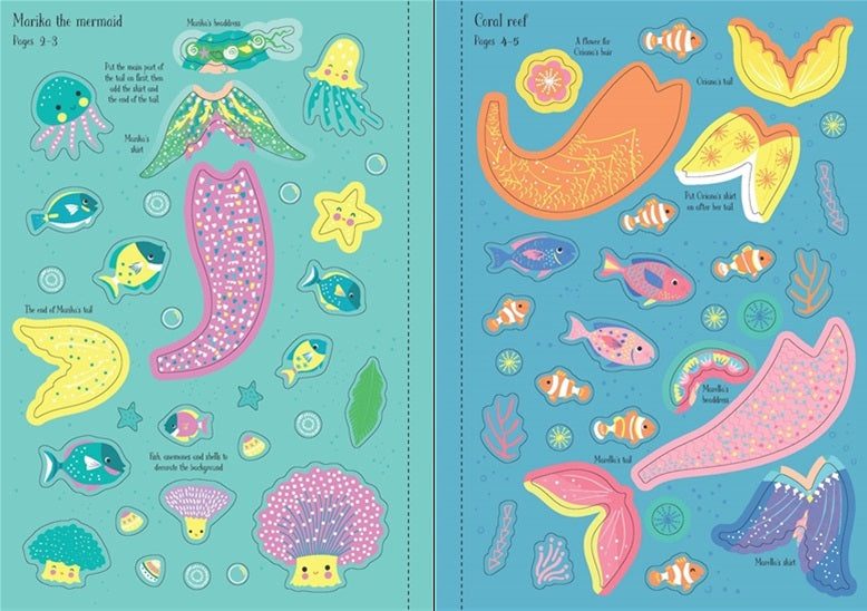 Little Sticker Dolly Dressing Mermaid Activity Book - Usborne Softcover Sticker Book for Kids | Perfect for Travel, Birthday Gifts & Creative Play