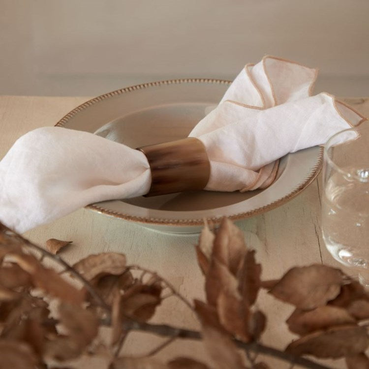 Buffalo Horn Napkin Rings Set of 6 - Handmade Natural Buffalo Horn Tableware for Wedding, Party, and Fine Dining - Elegant Napkin Holders for Formal and Casual Dining Decor