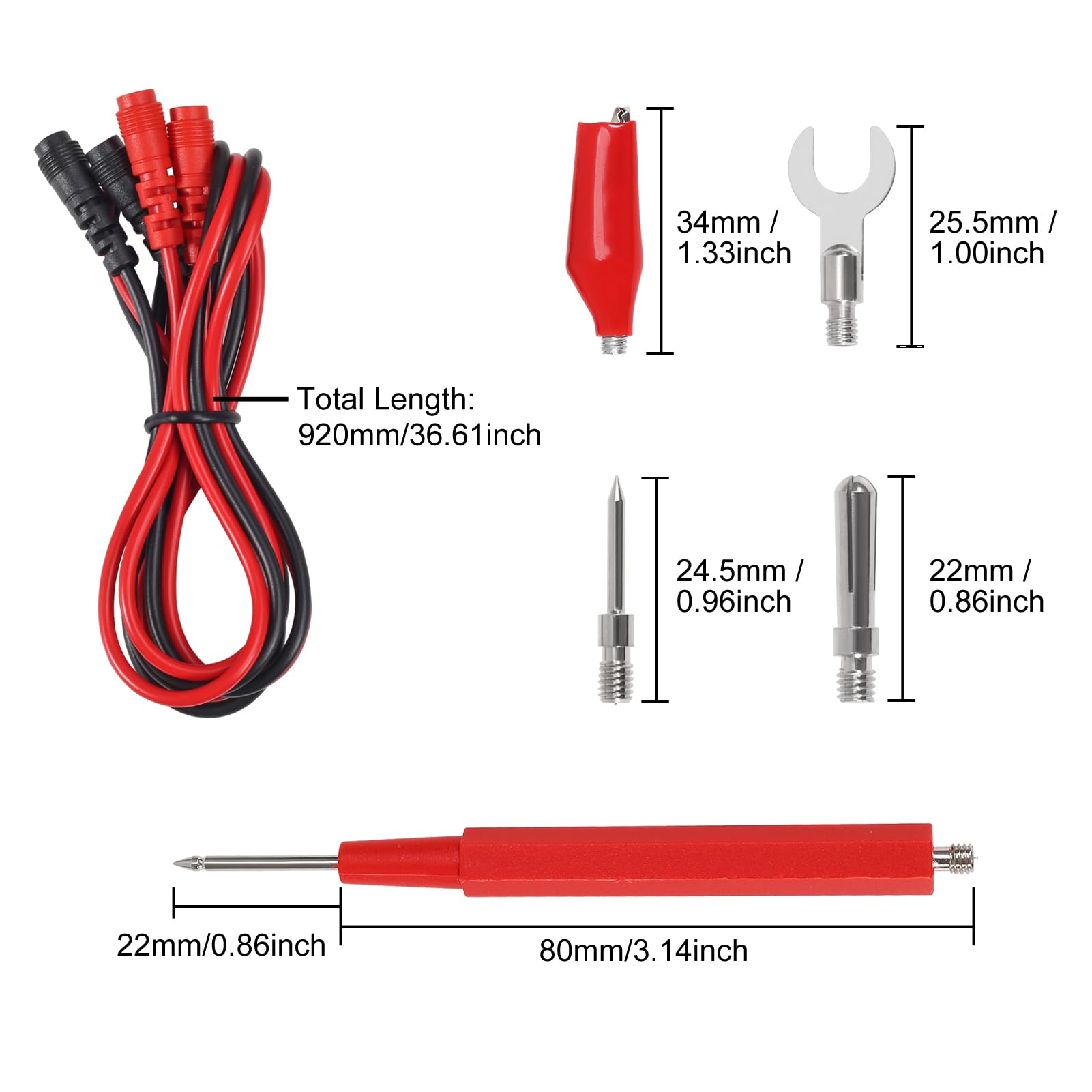 16 in 1 Multimeter Test Leads Kit - Digital Probes with Replaceable Test Pens, Alligator Clips & Banana Plugs - Professional Electrical Measurement Tools for Power Testing, DIY Repairs & Laboratory Experiments