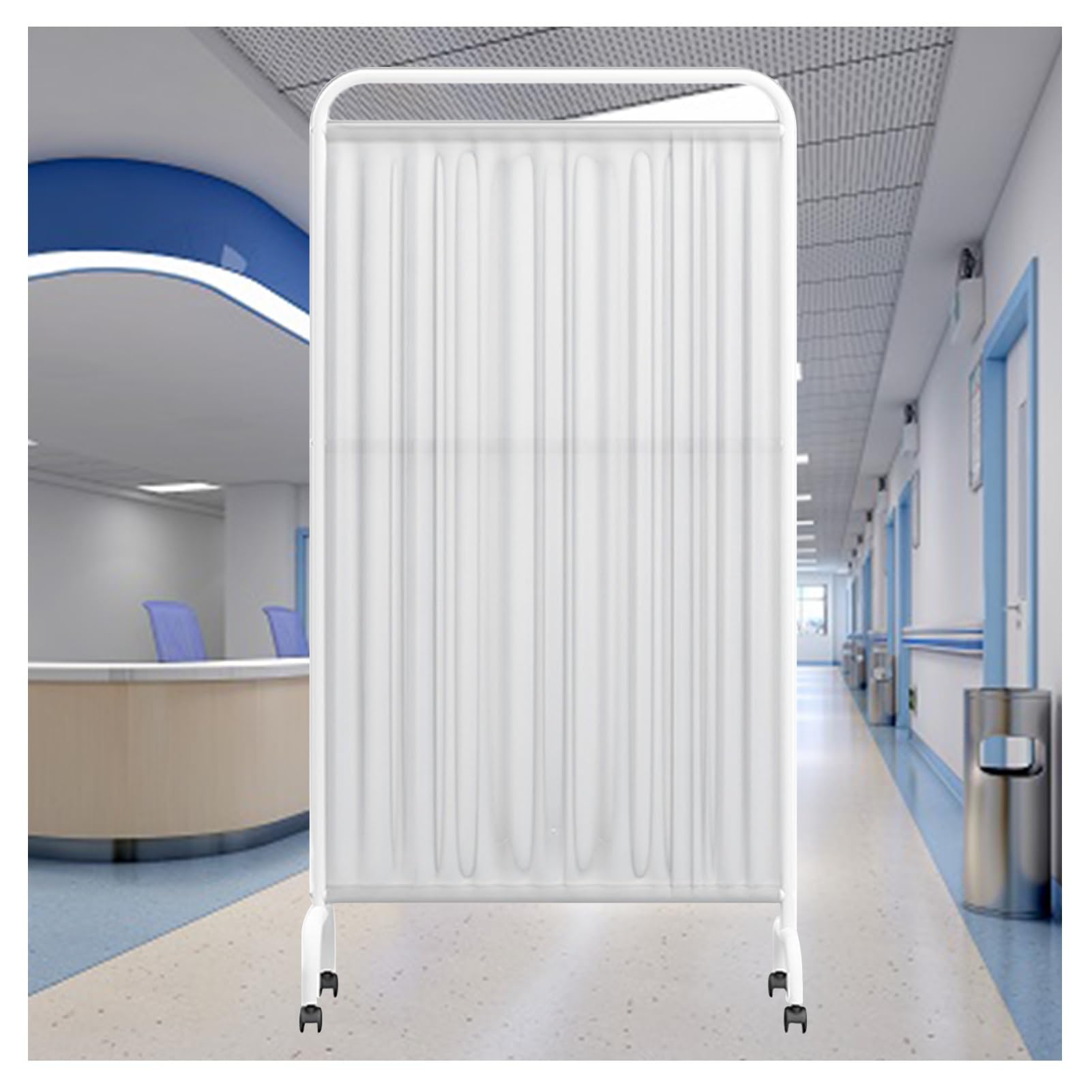 6ft High Mobile Medical Privacy Screen - 2-Panel Folding Rolling Partition with Wheels for Clinic, Beauty Salon & Office (White) | Portable Room Divider for Patient Privacy & Workspace Separation
