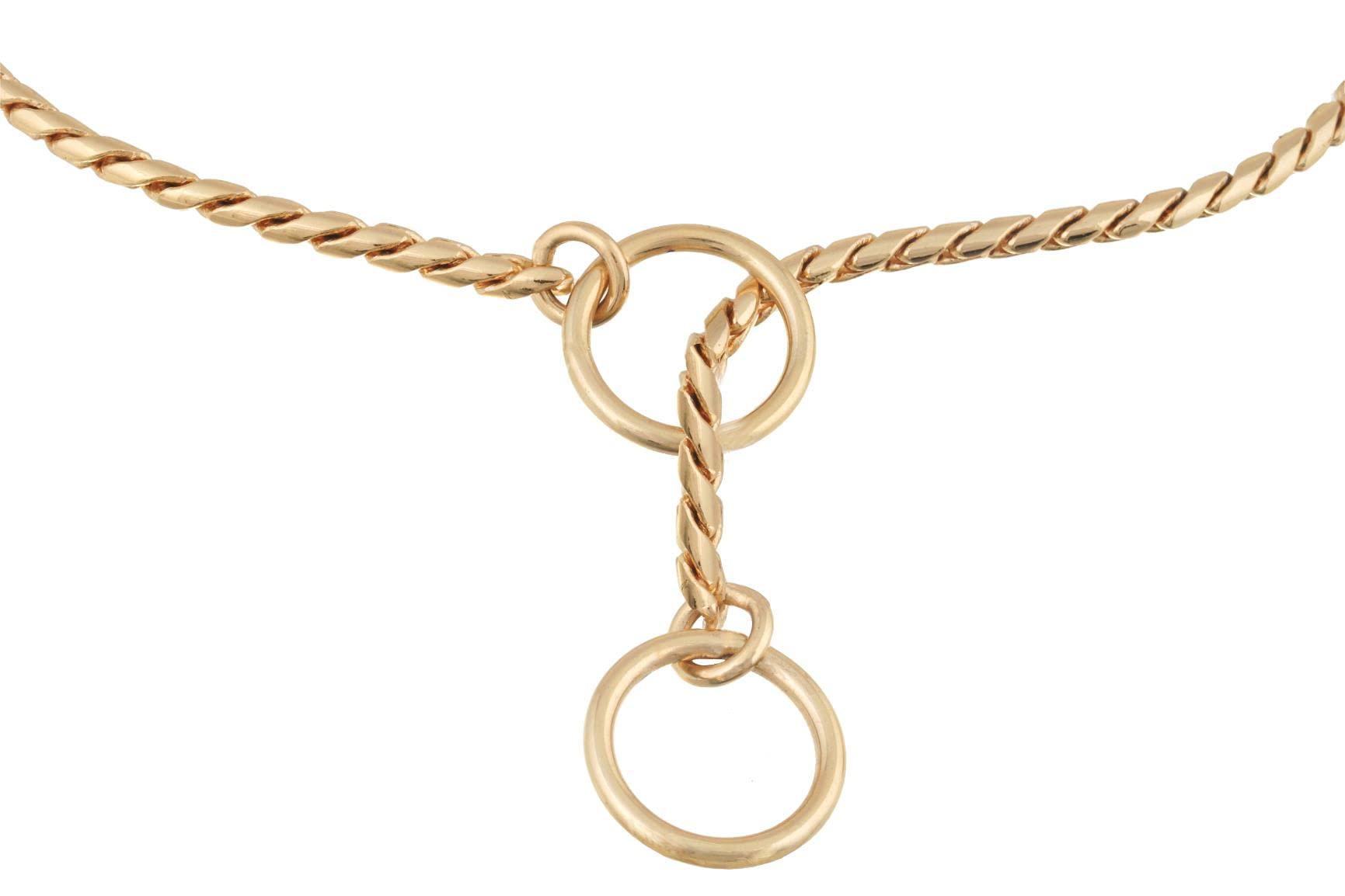 Premium Alvalley Brass Snake Chain Dog Collar - Adjustable Slip Collar for Toy, Small, Medium, Large & XL Dogs - 22