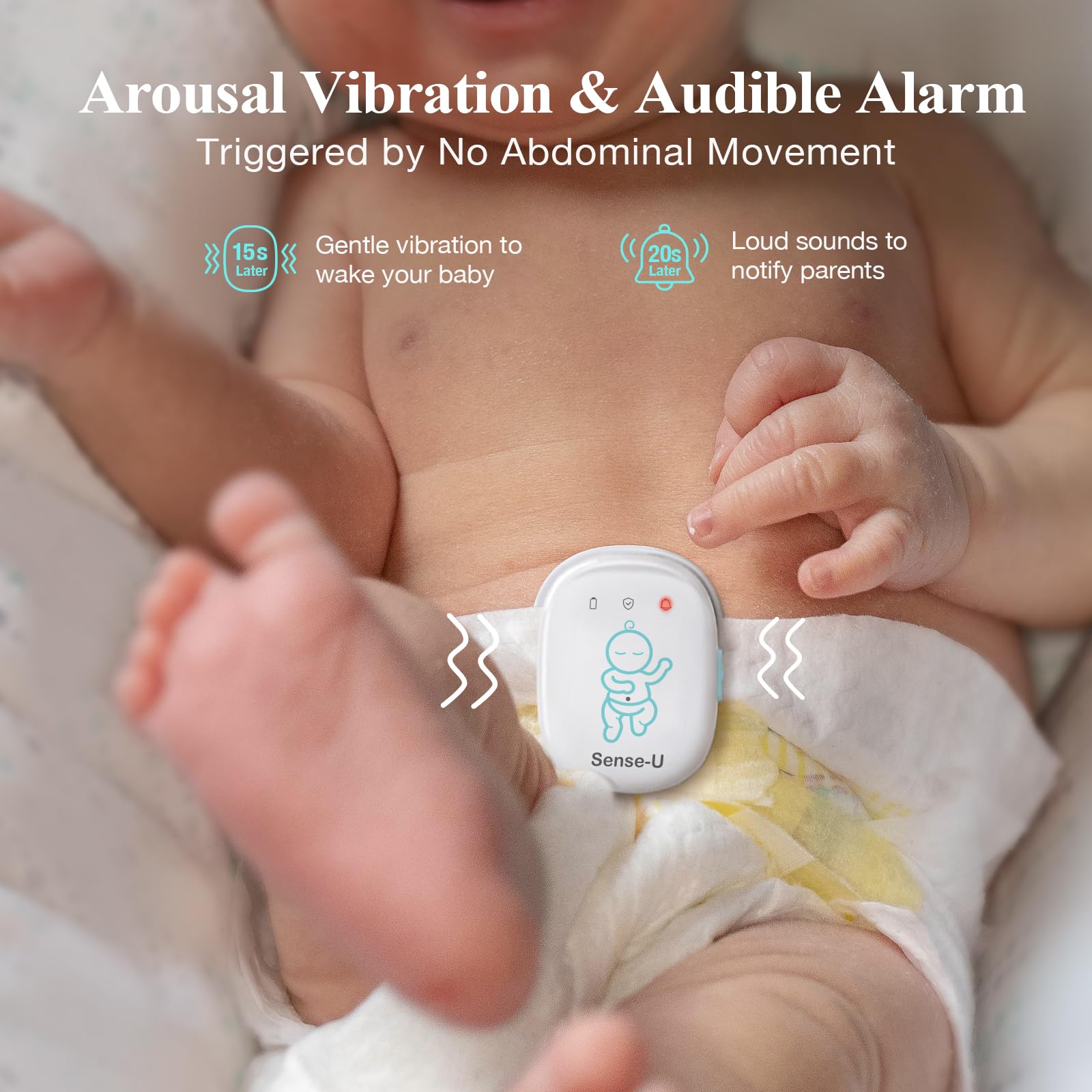 Sense-U Pro Baby Movement Monitor with Vibration Alerts – Rollover, Overheating & Motion Detection – Real-Time App & Sound Notifications – Clip-On Design for Cribs & Bassinets – FSA/HSA Eligible Smart Sleep Tracker (Ideal for Newborns & Infants Safety Monitoring)