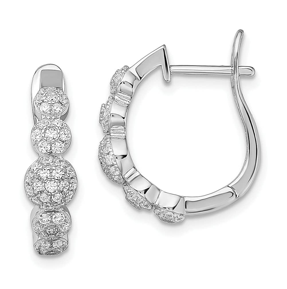 925 Sterling Silver 92 Stone Cubic Zirconia Hinged Hoop Earrings for Women | Elegant Fine Jewelry Gift for Her | Perfect for Parties, Weddings & Everyday Wear