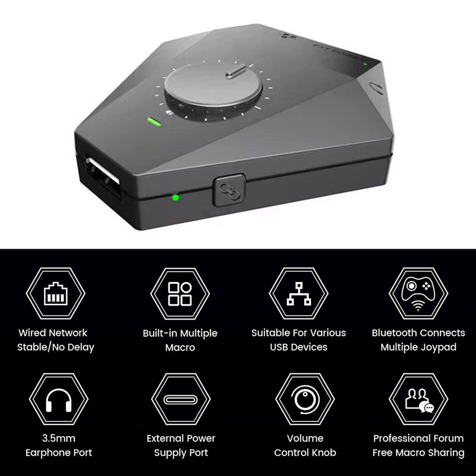 PS5 Game Adapter with Ethernet Port & Bluetooth 5.0 - USB Keyboard Mouse Converter for PS5 Console - Compatible with XIM, ReaSnow, Titan & Cronus - Works with All PS5 Games - Perfect for Competitive Gaming & FPS Titles