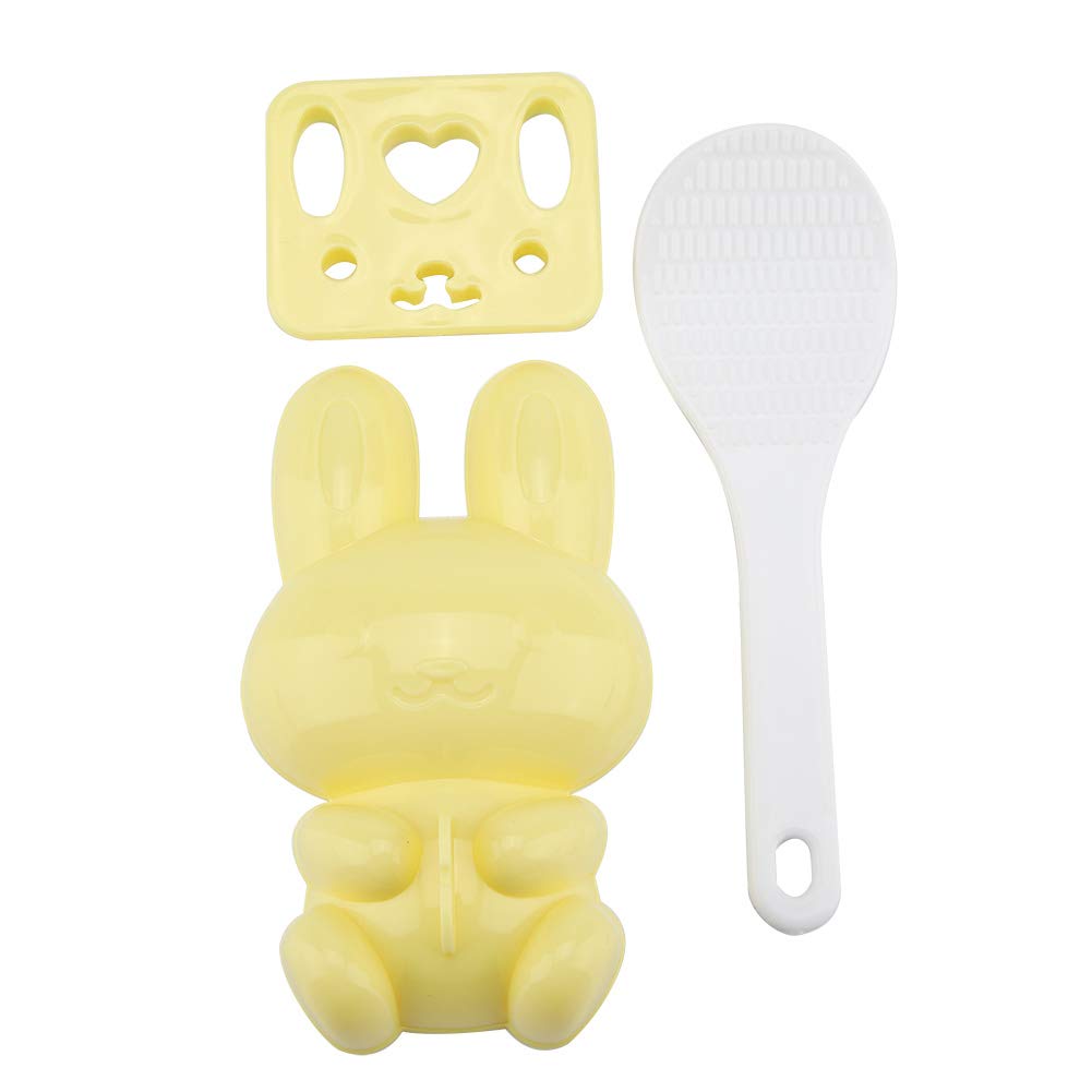 Premium Food-Grade Sushi Rice Mold - Cute Cartoon Rabbit Shaped Onigiri Maker for Kids (Yellow) | Perfect for Bento Boxes, School Lunches & Party Snacks