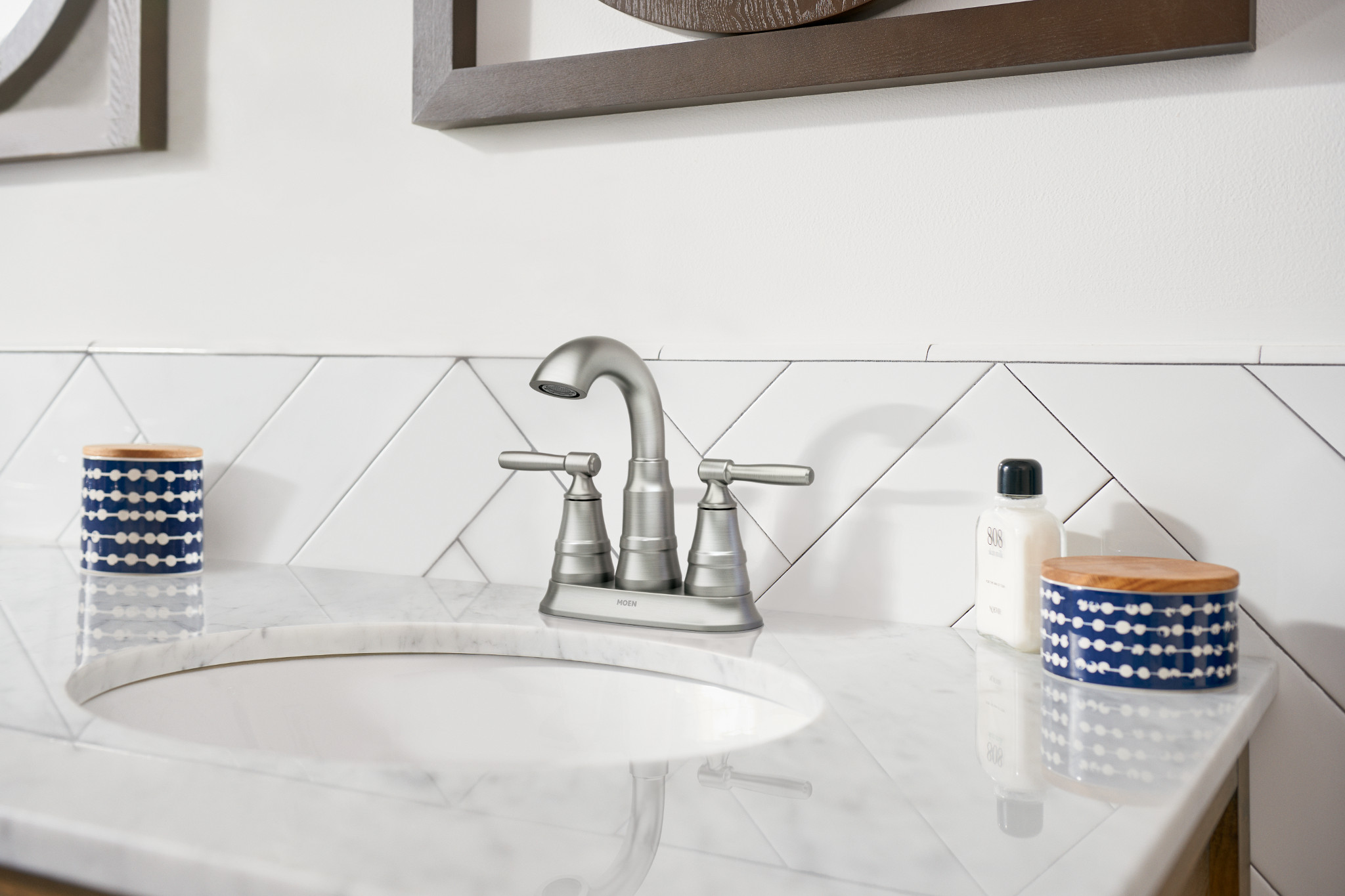 Halle Bathroom Faucet - Modern Waterfall Spout Single Handle Bathroom Sink Faucet with Pop-Up Drain, Brushed Nickel Finish for Bathroom Vanity, Powder Room & Guest Bathroom