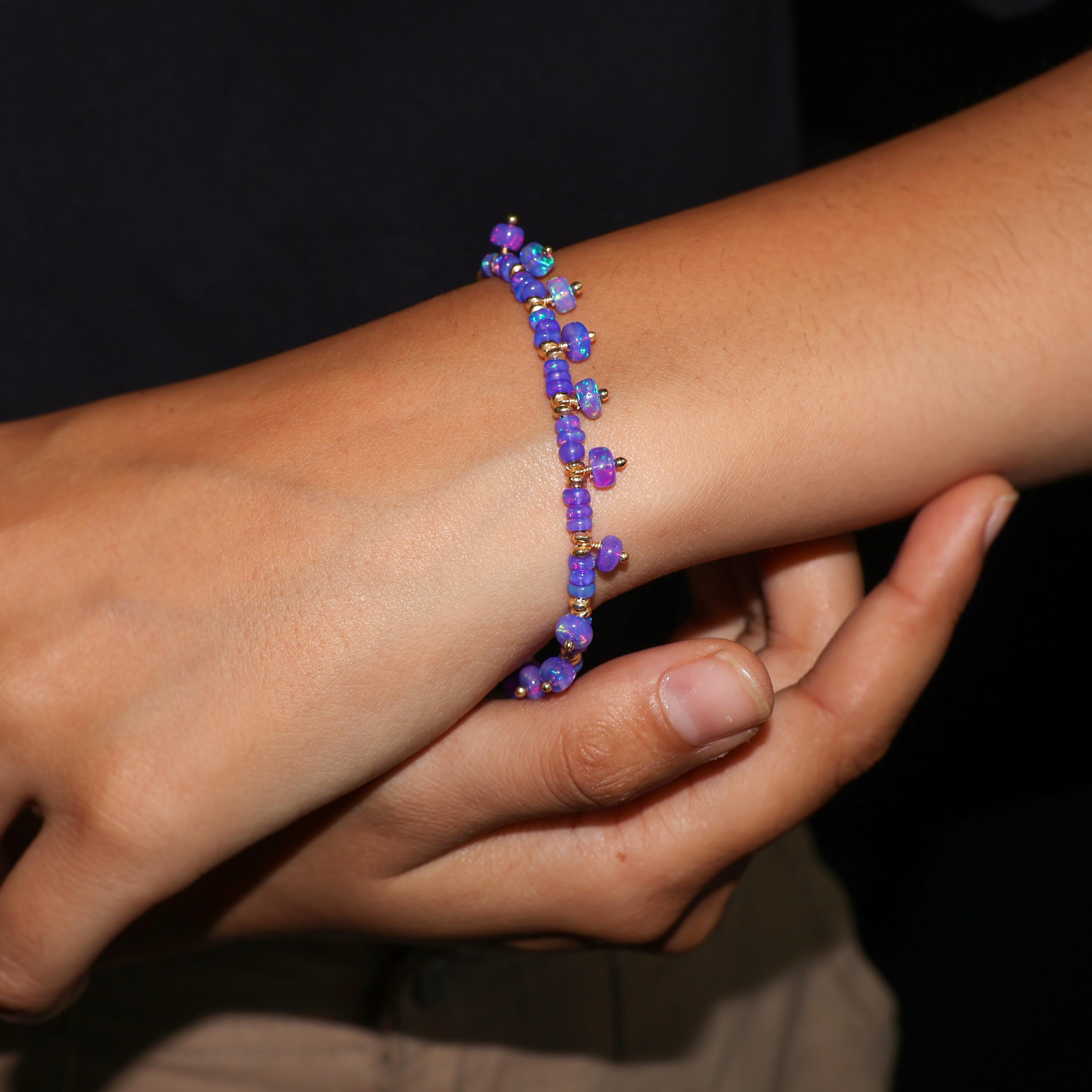 Lavender Opal Beaded Bracelet - Natural Gemstone Jewelry for Women, Healing Crystal Energy, Boho Chic Fashion Accessory | Perfect for Meditation, Yoga, Gift Giving & Everyday Wear
