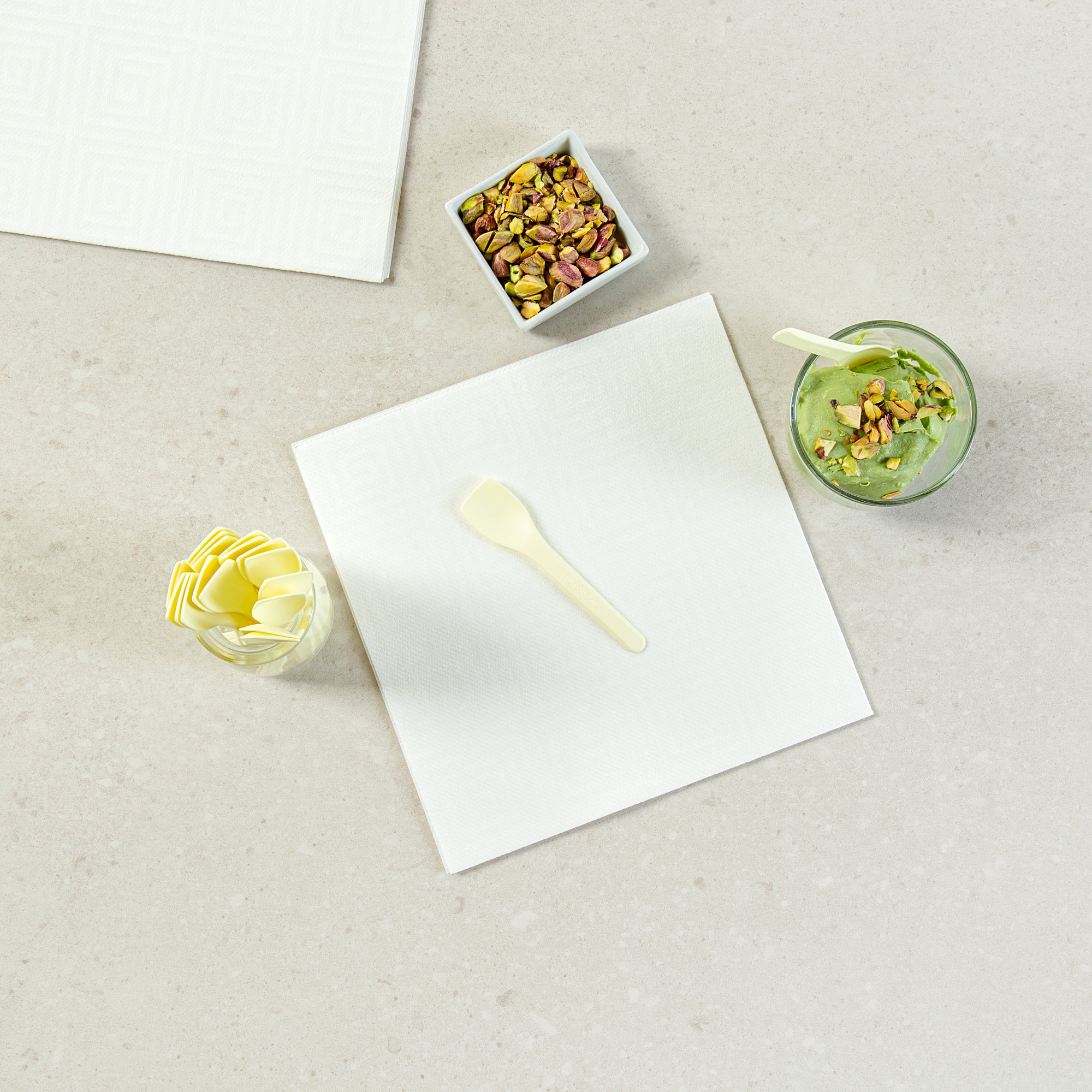 Eco-Friendly Yellow CPLA Plastic Ice Cream Spoons - Heat Resistant, Compostable, 100-Pack (4 Boxes) | Perfect for Parties, Desserts & Sustainable Dining