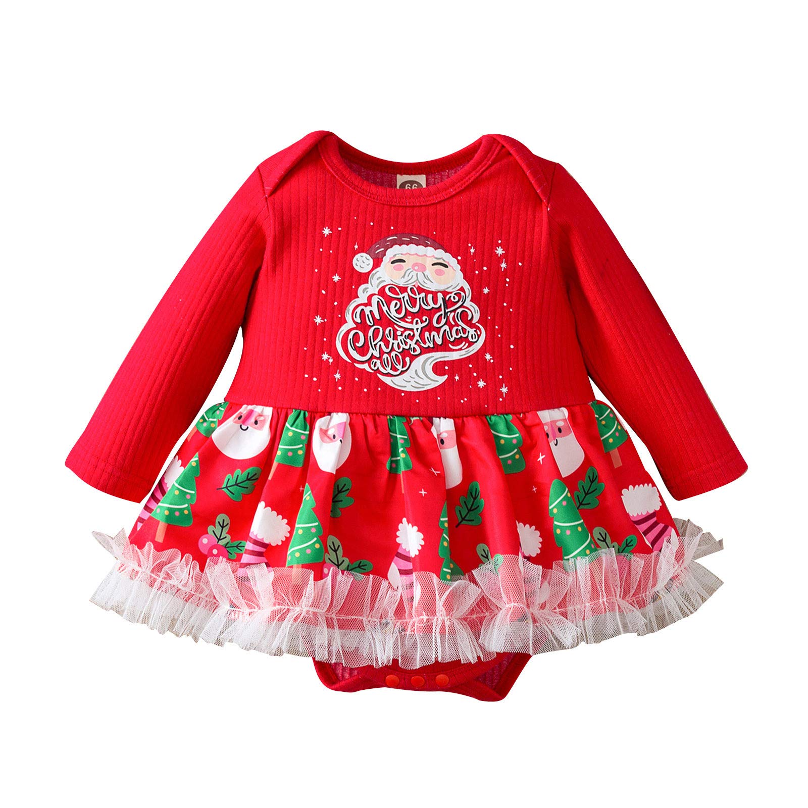 Baby Girls Christmas Tutu Dress - Santa Print Romper for Holiday Parties