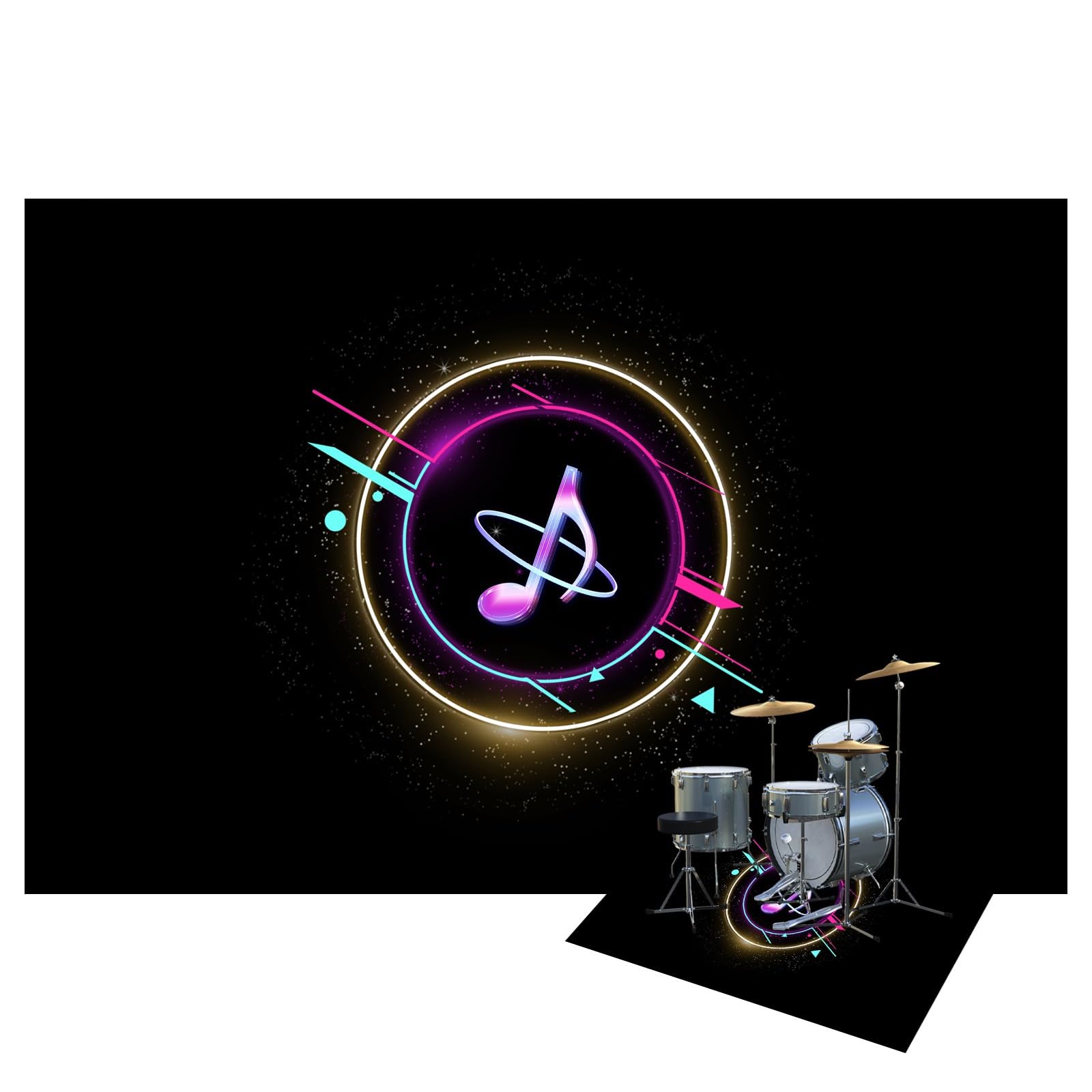 4x6 Ft Drum Rug - Non-Slip Drum Mat with Tightly Woven Fabric for Electric & Jazz Drum Sets | Perfect Drum Accessories & Gift for Drummers | Ideal for Home Studios, Live Performances & Practice Sessions (6x6.6 Ft, CS-Note)