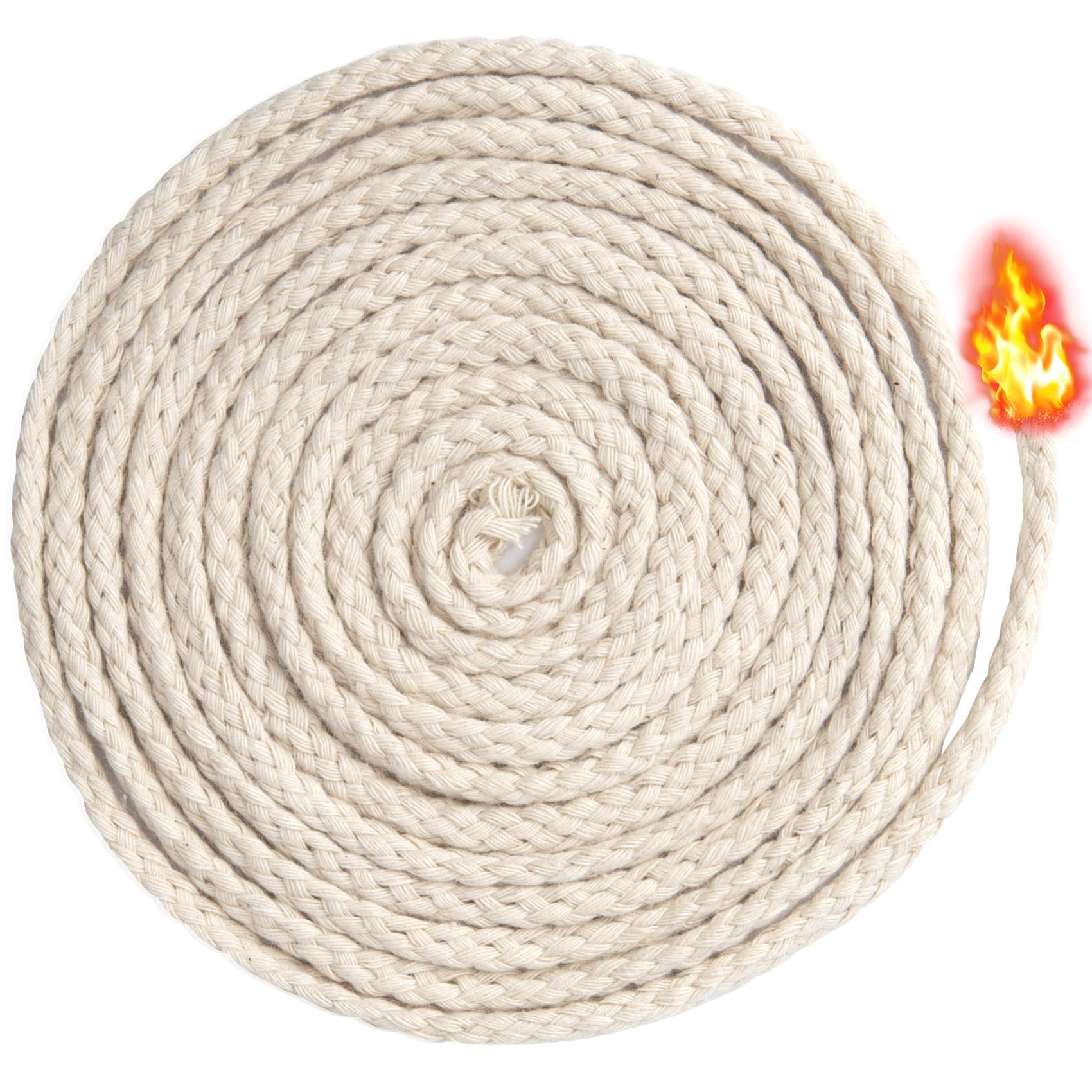 32.8 Ft 1/8in Oil Lamp Wick - Round Braided Cotton Replacement for Alcohol, Kerosene Lamps, Lanterns & Torches - Beige Color - Perfect for Camping, Emergency Lighting & Home Decor