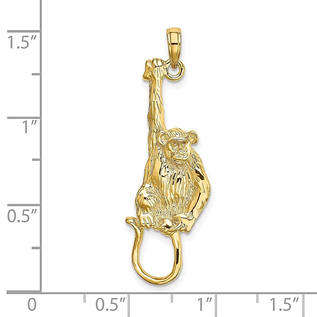 14K Solid Yellow Gold Hanging Monkey Pendant Necklace for Women - Dainty Animal Jewelry Gift for Birthday, Anniversary & Valentine's Day - Perfect for Casual Wear, Date Nights & Special Occasions