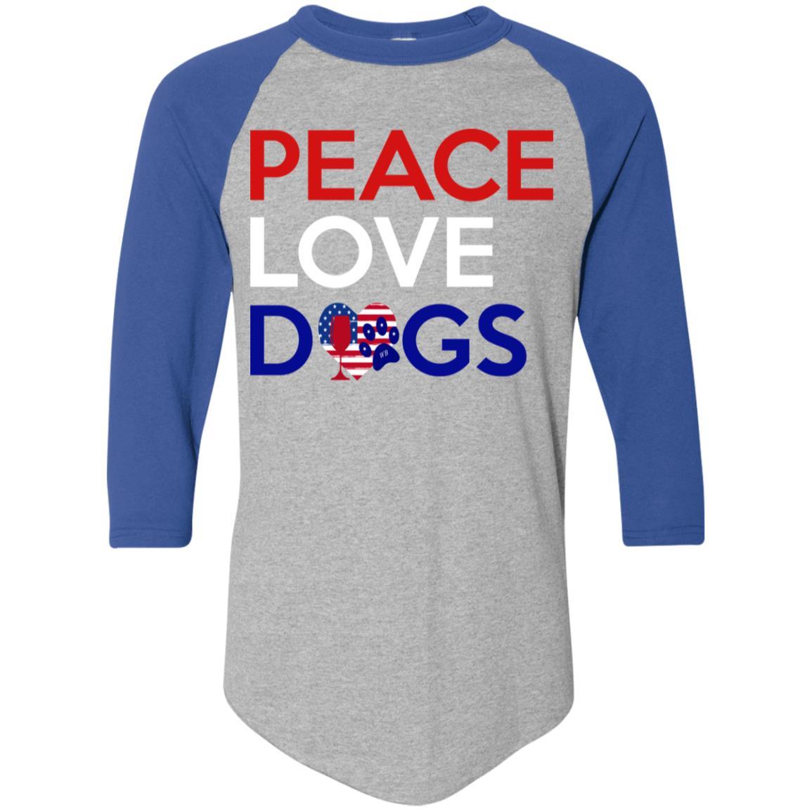 Peace Love Dogs Colorblock Raglan Jersey - Trendy & Comfortable Women's T-Shirt for Dog Lovers | Perfect for Casual Wear, Dog Walks & Pet-Themed Events