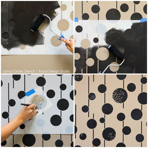 Uzma Circles Raven + Lily Wall Stencil - DIY Home Decor Stencils for Painting, Wall Art, and Creative Projects | Perfect for Bedrooms, Living Rooms, and Crafting