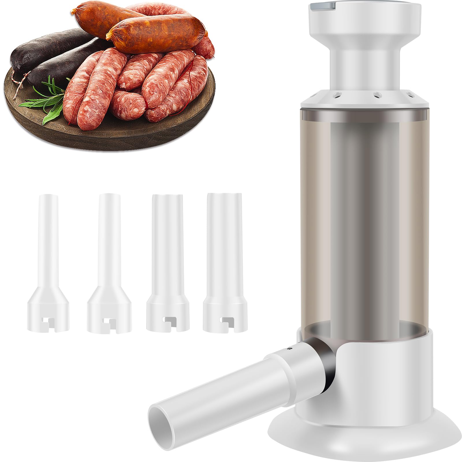 Premium Sausage Stuffer Machine - 4 Nozzle Vertical Sausage Maker for Homemade Sausages | Heavy Duty Stainless Steel Sausage Filler with Detachable Parts | Perfect for Kitchen, BBQ Parties & Camping Trips