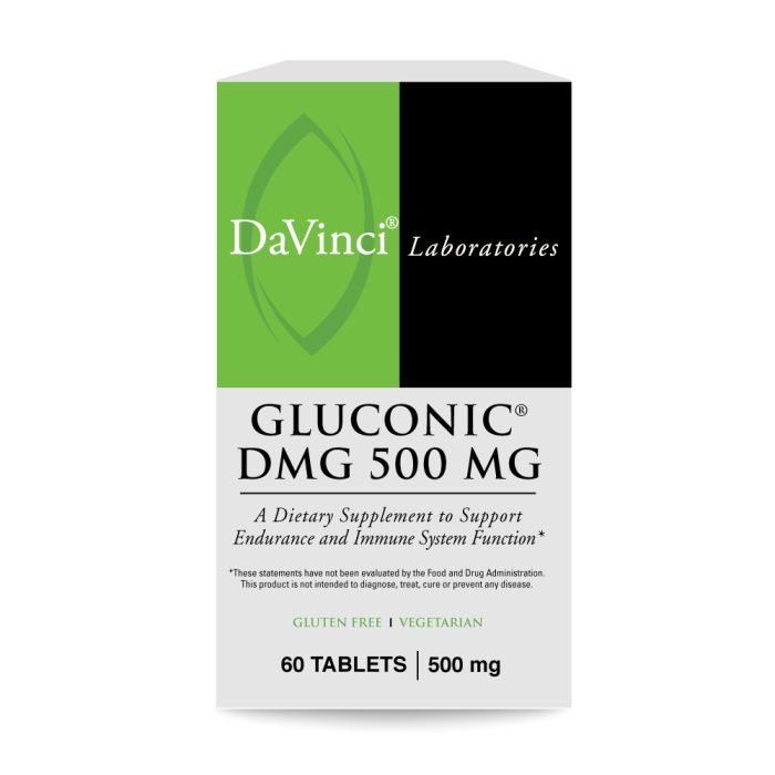 DaVinci Labs Gluconic DMG 500mg - 60 Capsules | Supports Immune System & Cardiovascular Health | Dietary Supplement for Active Lifestyles