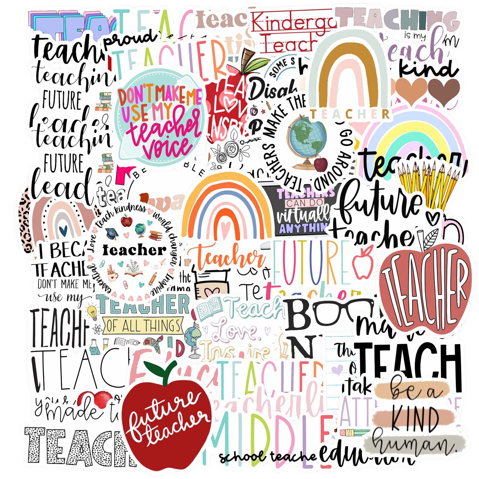 100Pcs Teacher Appreciation Stickers - Waterproof Vinyl Decals for Water Bottles, Laptops, Scrapbooks & Phones - Perfect Teacher's Day Gift Card & Hydro Flask Decoration - Great for Classroom Rewards, DIY Crafts & Student Gifts