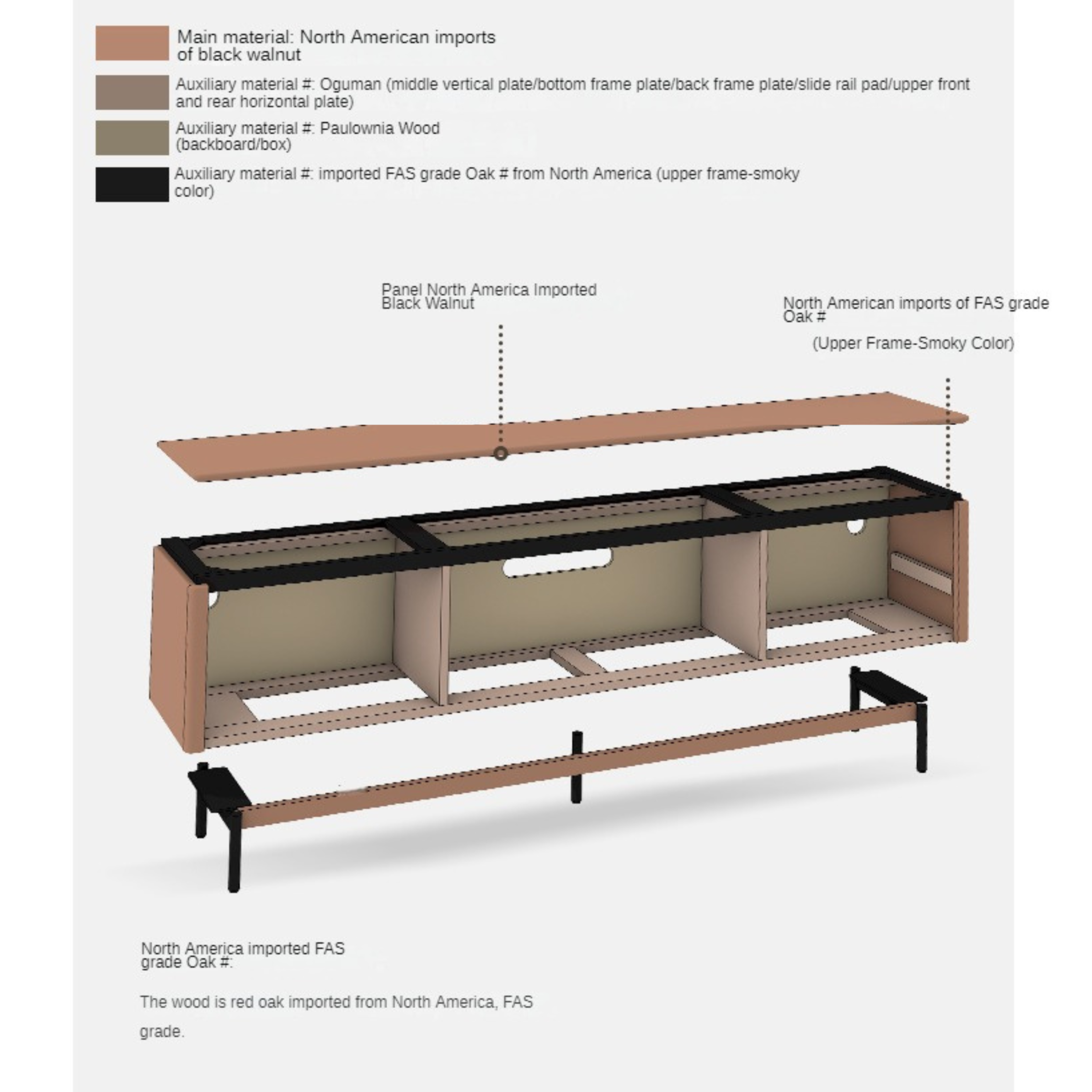 Premium Black Walnut Solid Wood TV Stand - Modern Entertainment Center with Storage Shelves for Living Room, Bedroom & Home Theater Setup