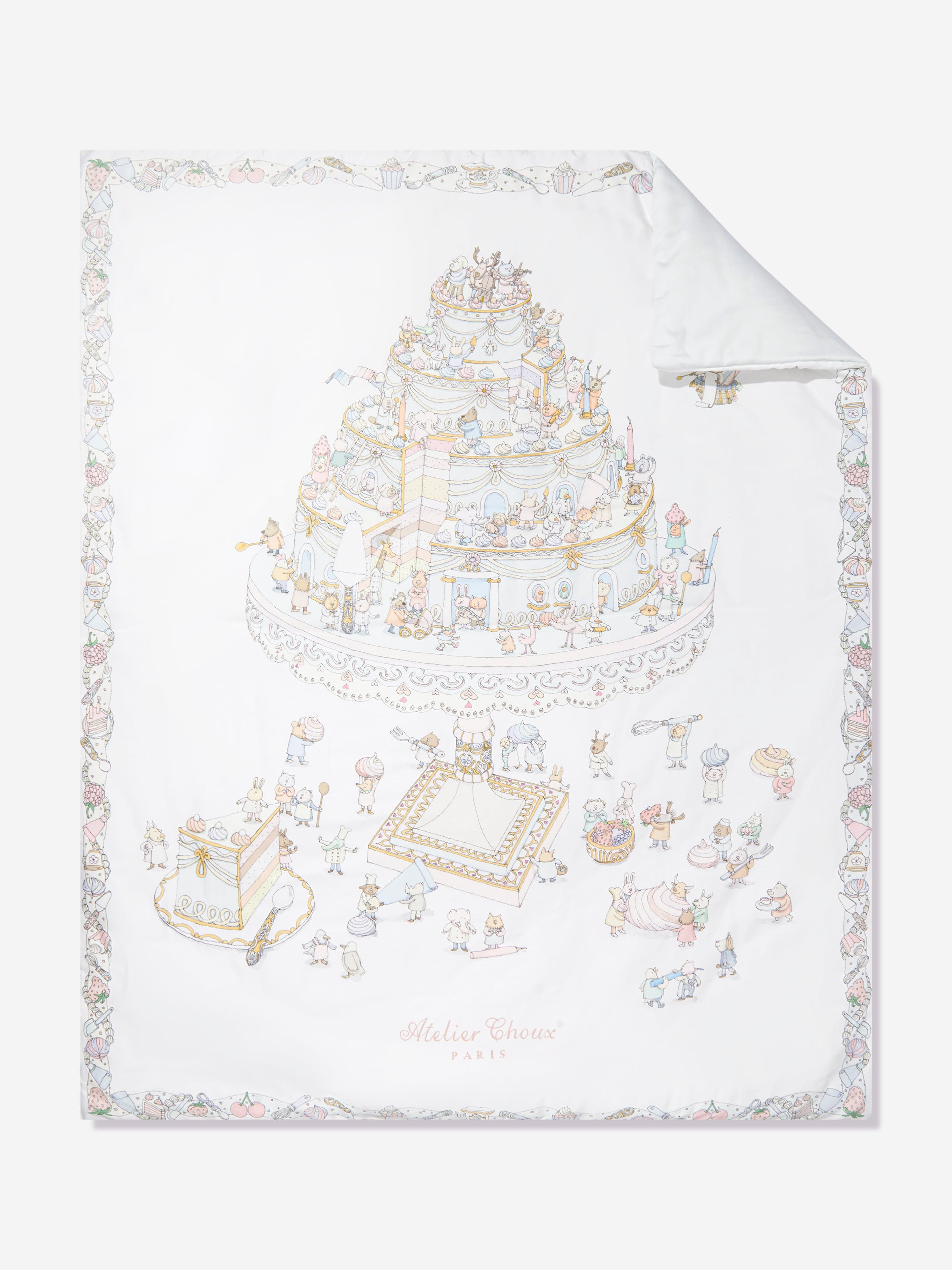 Atelier Choux Baby Le Gateau / Chateau Choux Reversible Quilt - 130cm Multicolor Organic Cotton Blanket for Nursery, Stroller & Travel | Luxury Baby Gift