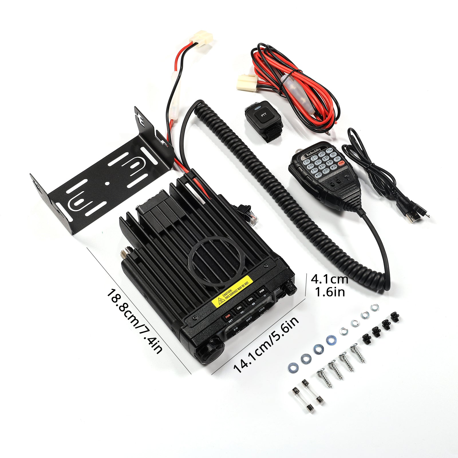 Radioddity VB70 B Mobile Radio - 70W VHF/UHF Two Way Radio with Bluetooth PTT & Noise Reduction | Air Band Compatible | Ideal for Trucking, Emergency Communication & Aviation Use