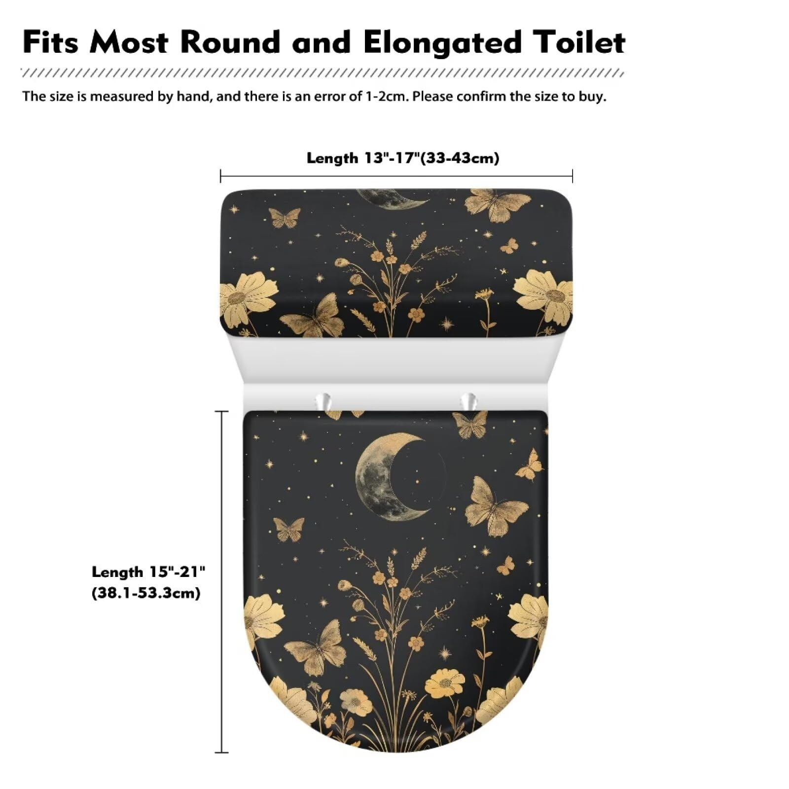 Butterfly Floral Toilet Lid Cover Set - 2PCS Elastic Edge Toilet Seat & Tank Covers for Bathroom Decor, Dust Protection, Easy to Clean - Perfect for Home, Hotel, and Guest Bathroom Decoration
