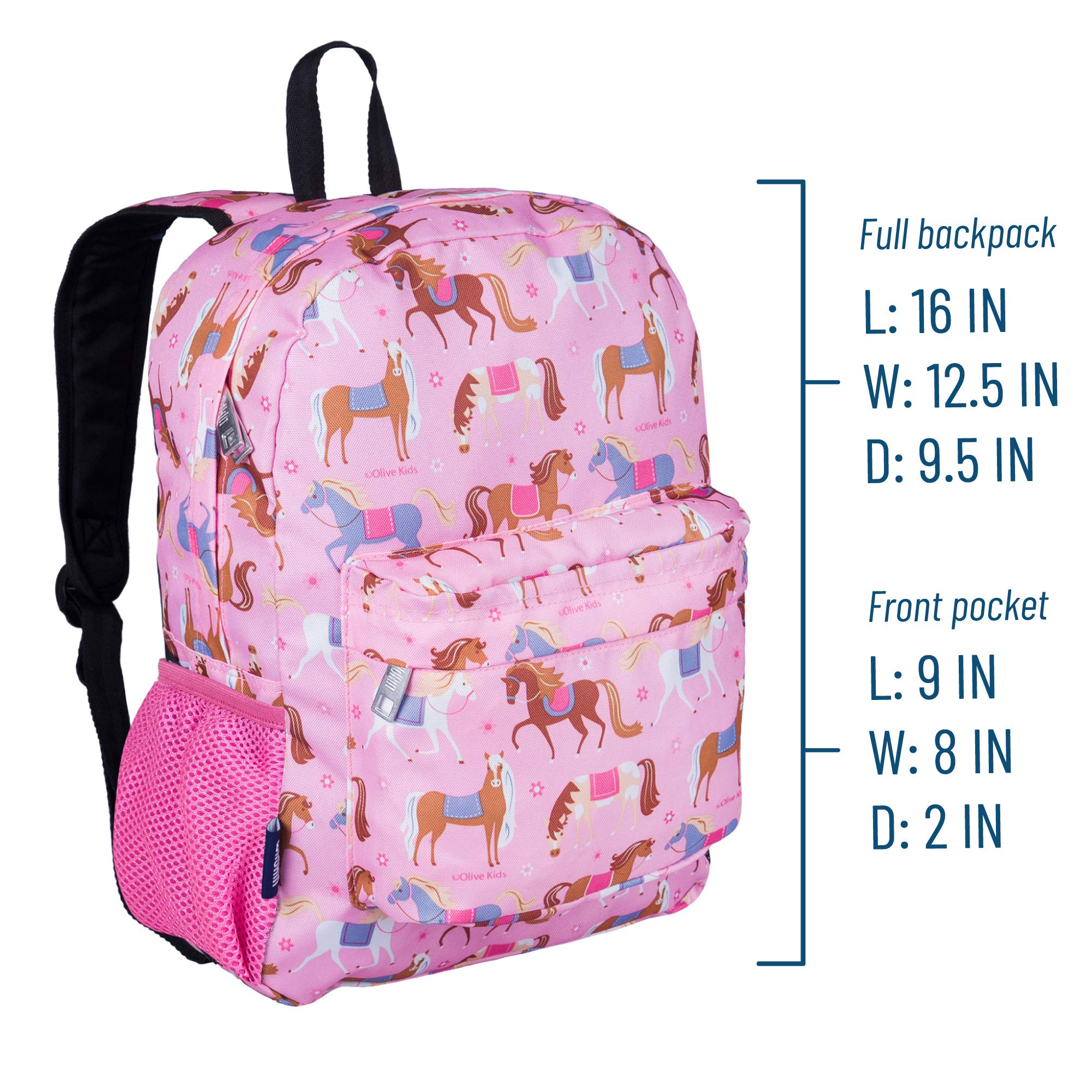 Wildkin 16-inch Kids Backpack for School - Durable Padded Backpack with Spacious Compartments for Boys & Girls - Horse Design - Perfect for Elementary Students, Day Trips & Outdoor Adventures
