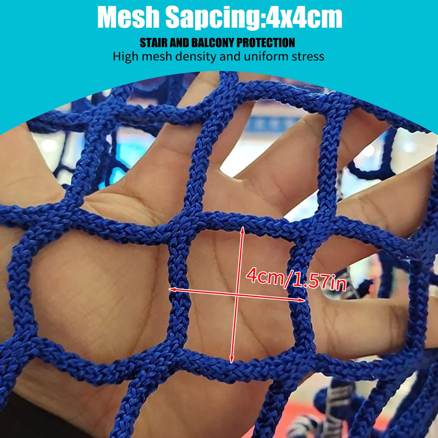 Kids Climbing Cargo Net - Outdoor Playground & Balcony Safety Net - Knotless Durable Polyester Sports Netting for Backyard, Treehouse & Indoor Play Areas