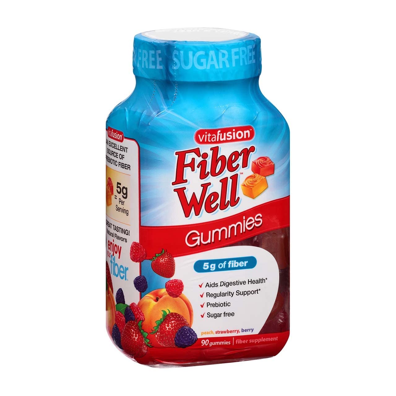 VitaFusion Fiber Well Gummies - Dietary Fiber Supplement with Assorted Flavors (90 Gummies, Pack of 3) for Digestive Health & Regularity - Perfect for On-the-Go Nutrition & Daily Wellness