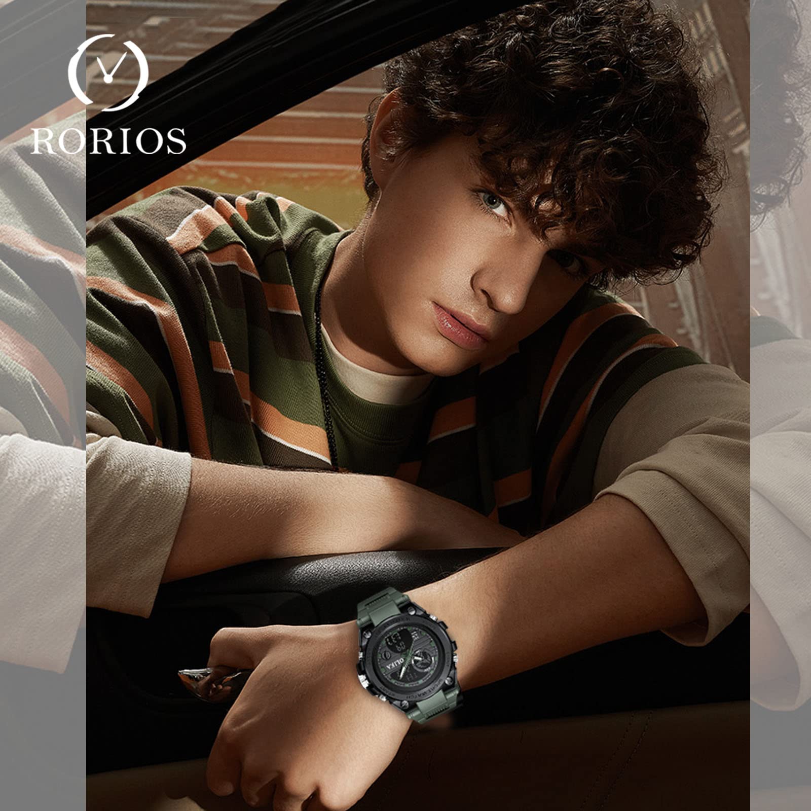 RORIOS Men's Digital Sports Watch - Waterproof Military Watch with Alarm, Timer, Stopwatch & Luminous Display | Durable Wristwatch for Running, Hiking, Swimming & Outdoor Activities