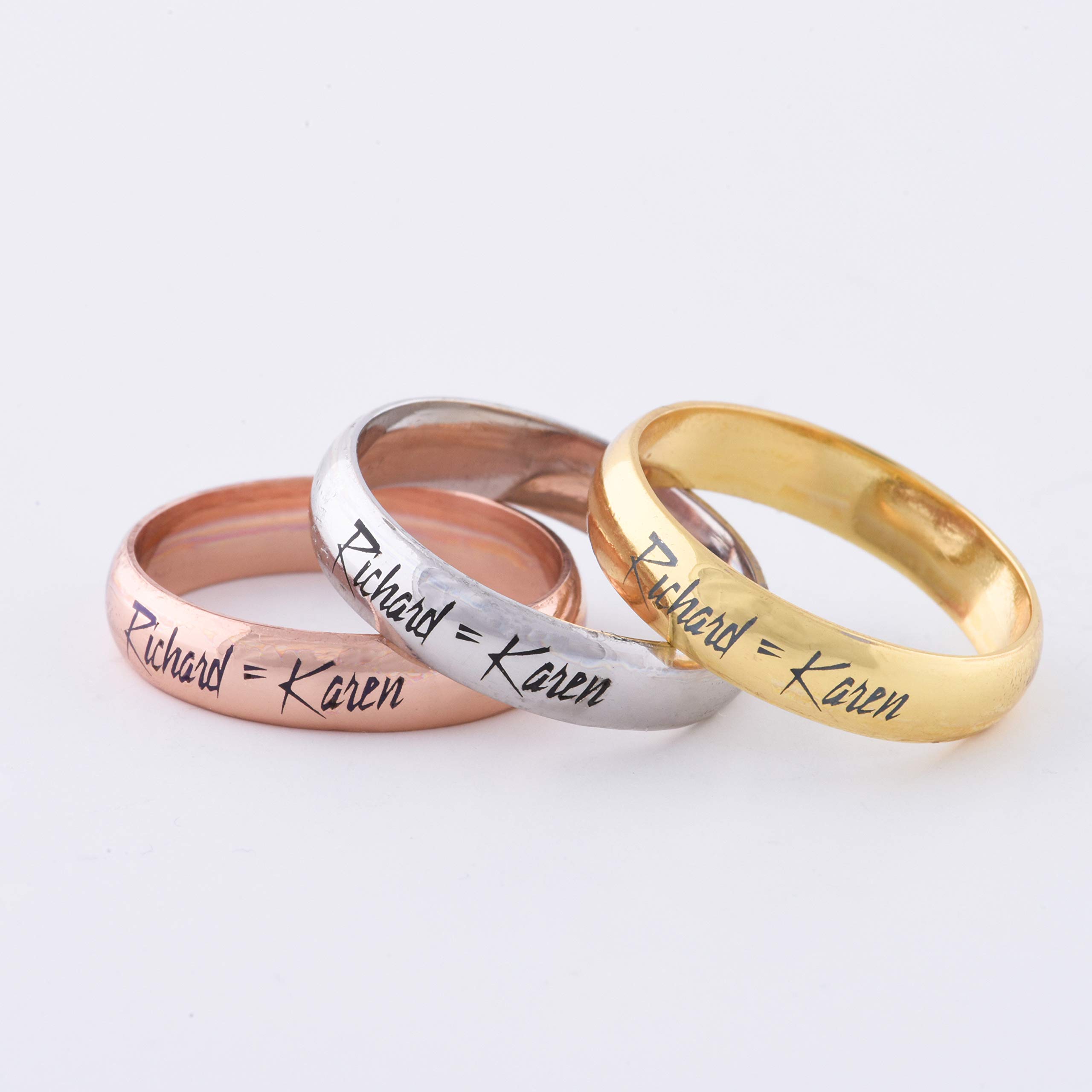 14K Solid Gold Wedding Ring Set for Couples - Classic His and Hers Half Round Band, Rose Gold Personalized Matching Wedding Bands - Perfect for Anniversaries, Engagements & Romantic Gift Giving
