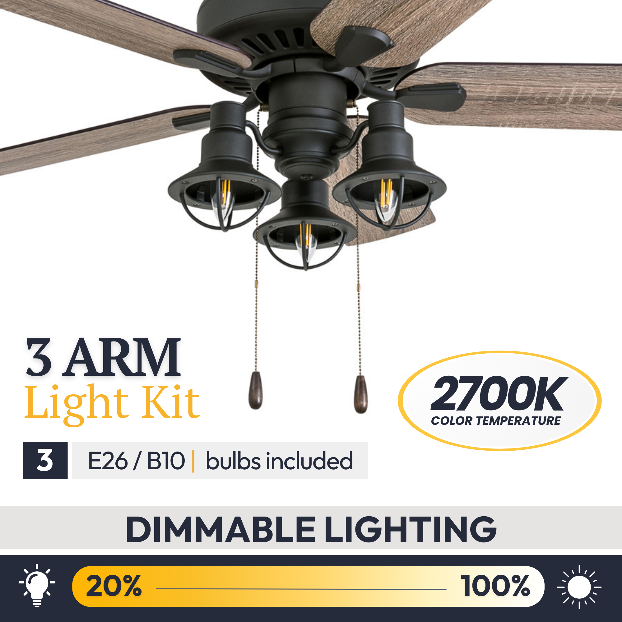52 Inch Ennora Bronze Ceiling Fan with Remote Control - Quiet Reversible Motor for Bedroom, Living Room, and Outdoor Patio