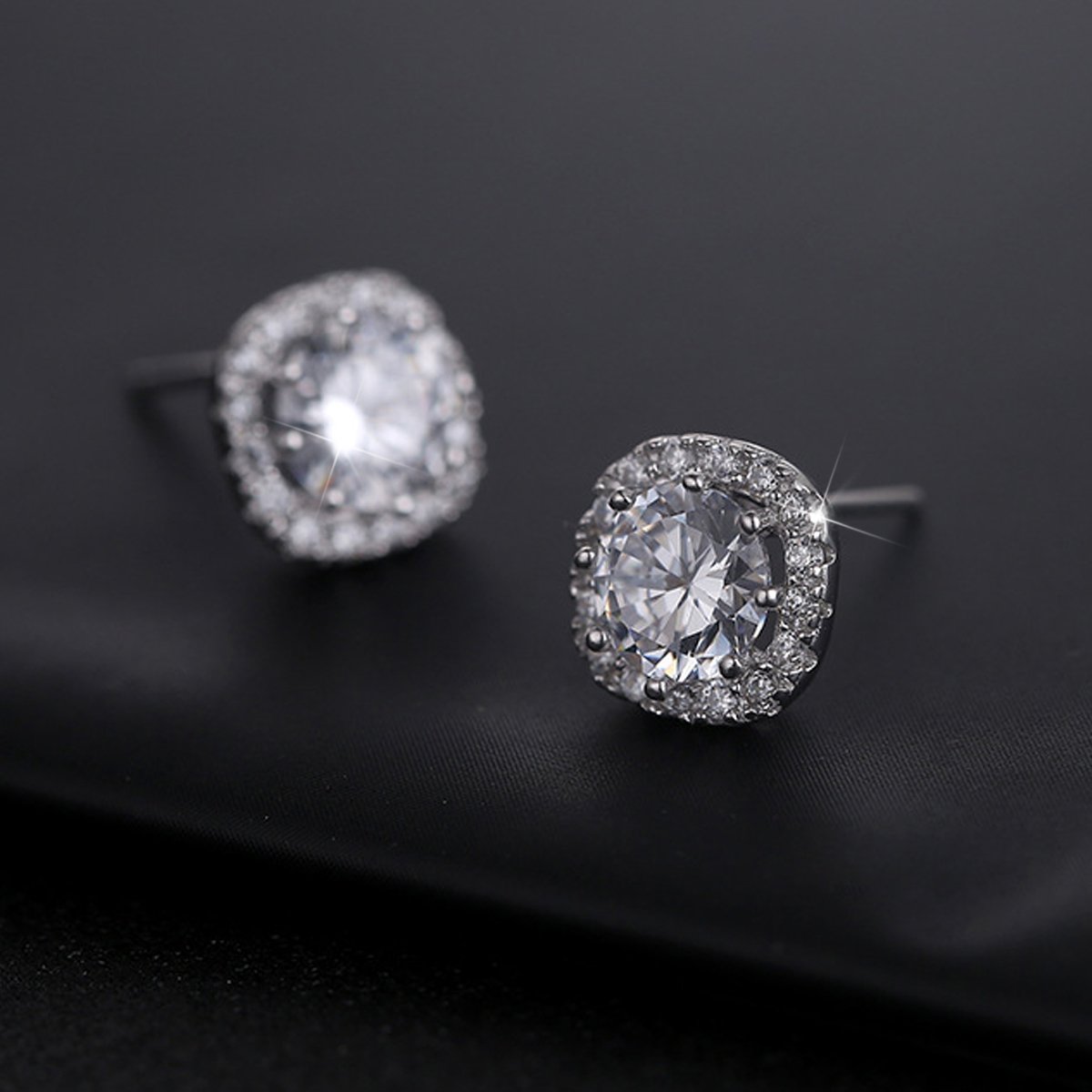 SENCLE 925 Sterling Silver 18K Gold Plated Cubic Zirconia Halo Stud Earrings for Women | Elegant Gift for Anniversary, Birthday & Special Occasions