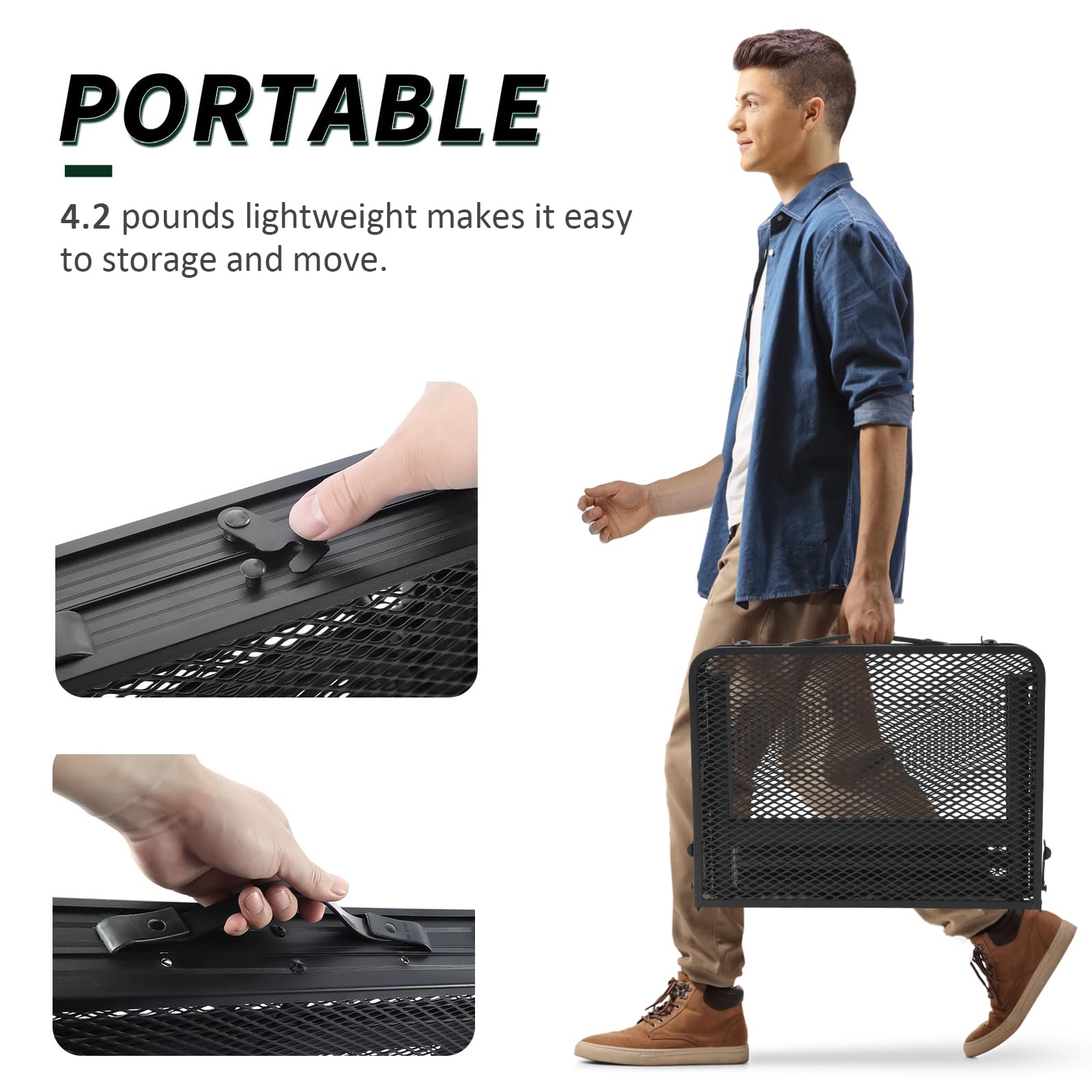 Portable Folding Camping Table 2x1.3 FT - Lightweight Outdoor Picnic Table with Mesh Desktop & Storage Bag - Perfect for BBQ, Beach, Tailgating & Backpacking (Black)