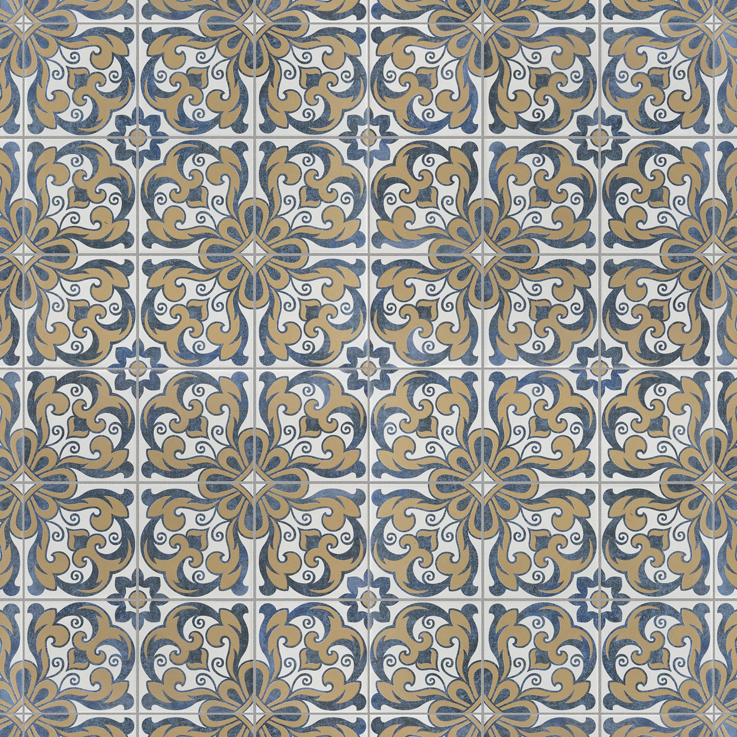 Merola Tile Harmonia Royal Bloom 13x13 Inch Ceramic Floor and Wall Tile - Perfect for Bathroom, Kitchen Backsplash & Living Room Decor