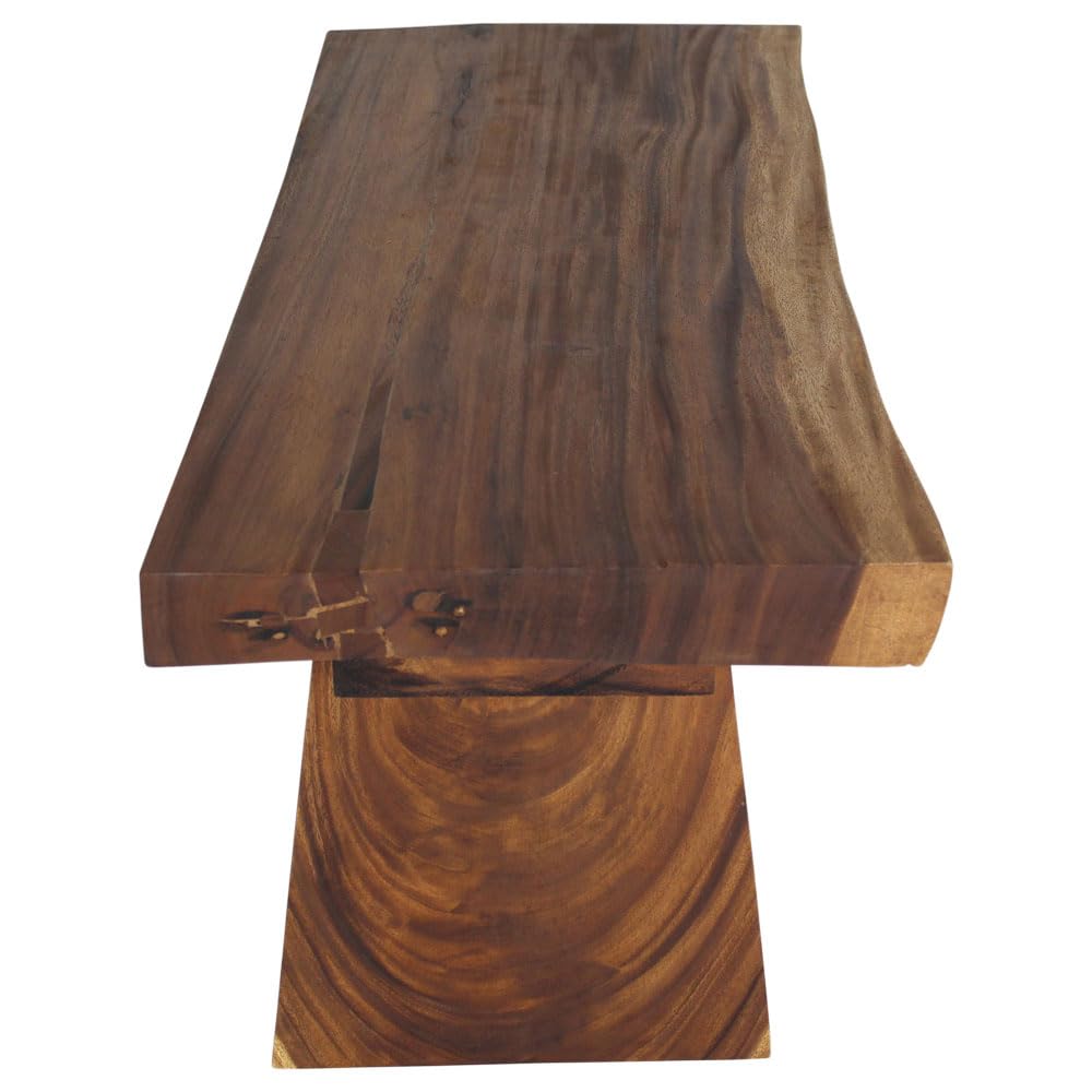 Haussmann® 48 Inch Solid Wood Natural Edge Bench - Walnut Oil Finish, 48